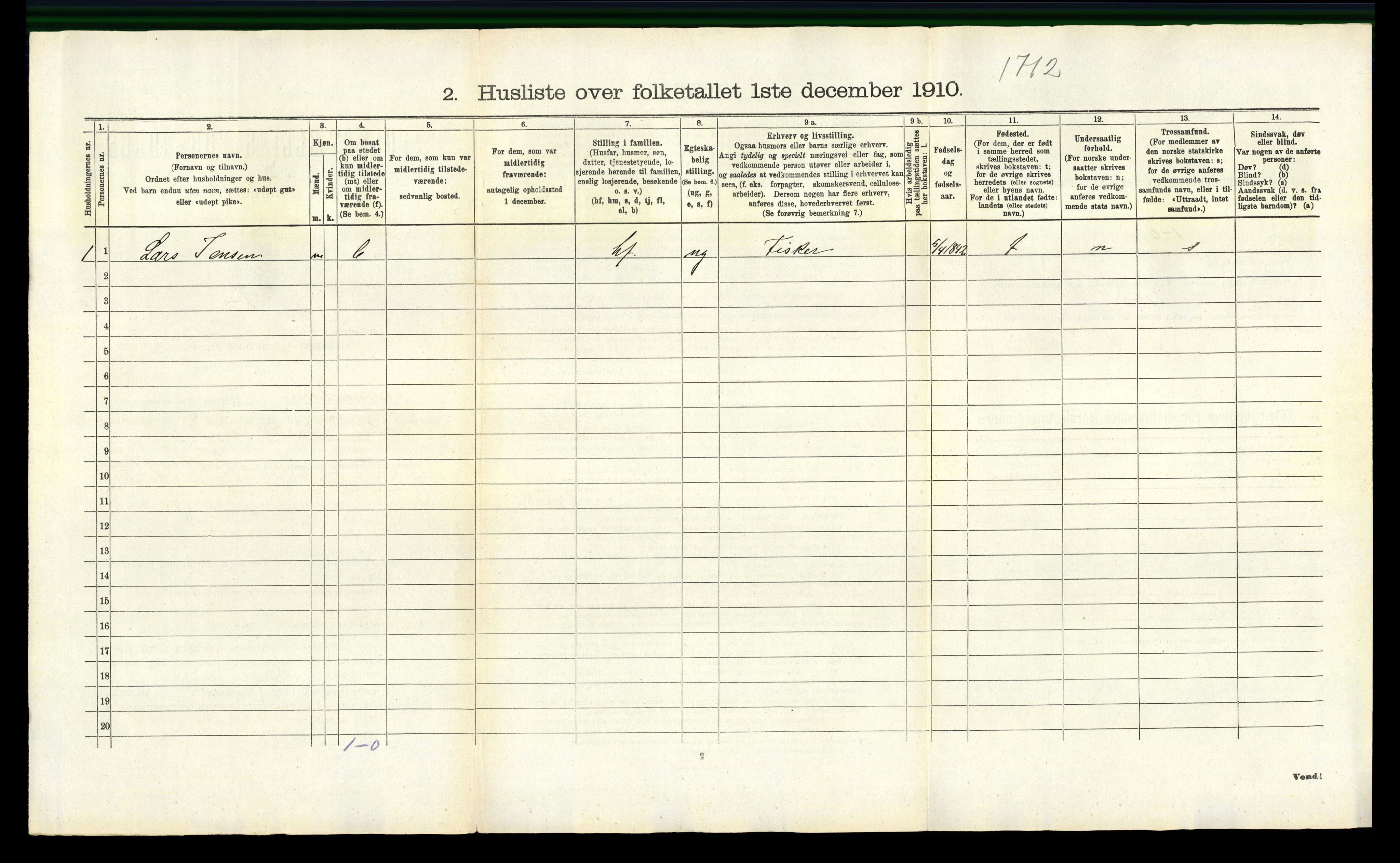 RA, 1910 census for Brunlanes, 1910, p. 1218