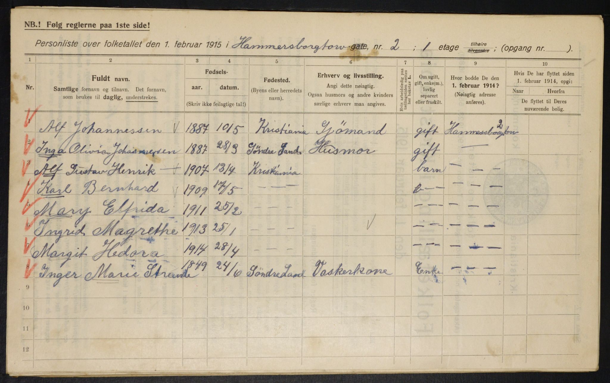 OBA, Municipal Census 1915 for Kristiania, 1915, p. 34019