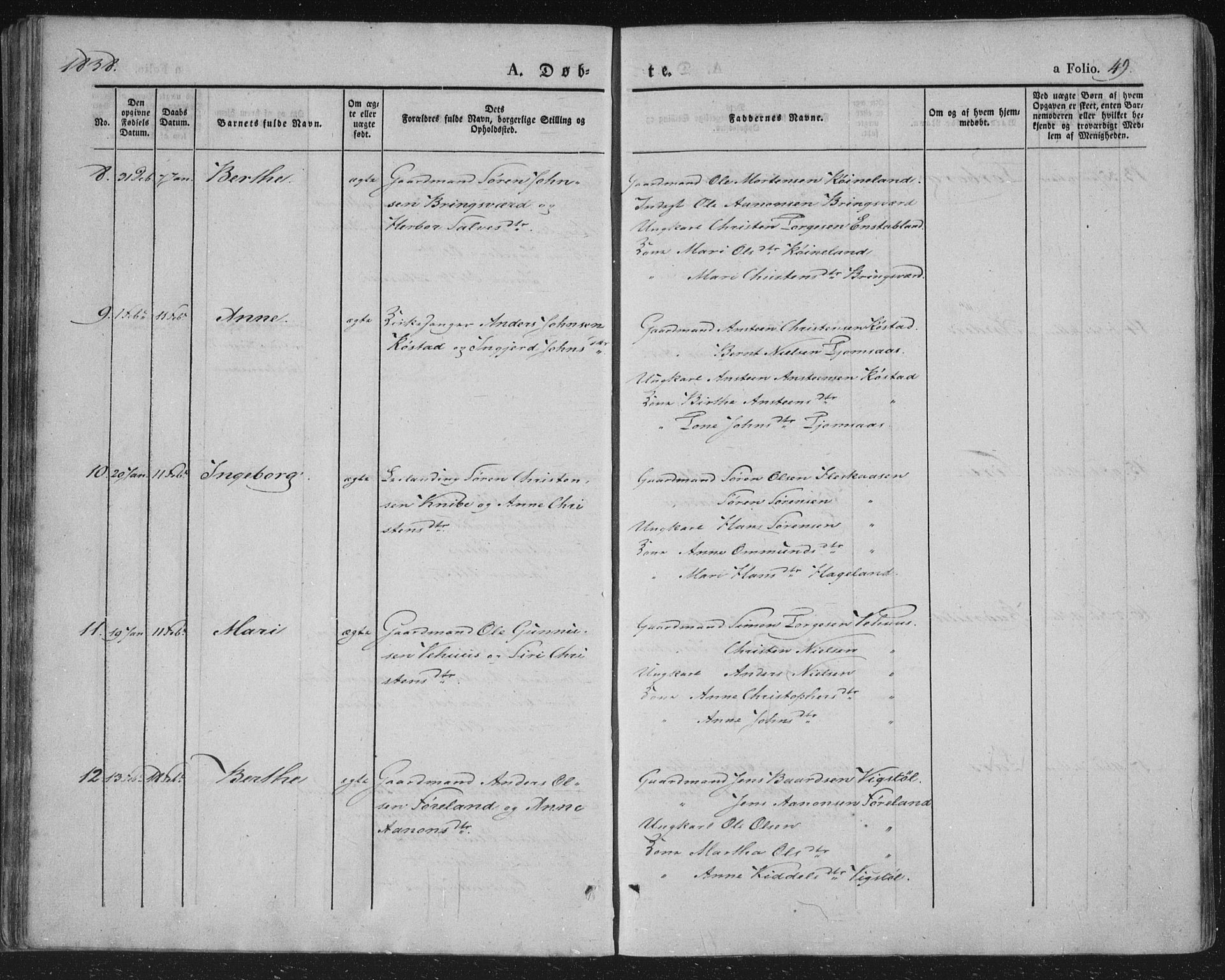 Vennesla sokneprestkontor, AV/SAK-1111-0045/Fa/Fac/L0004: Parish register (official) no. A 4, 1834-1855, p. 49