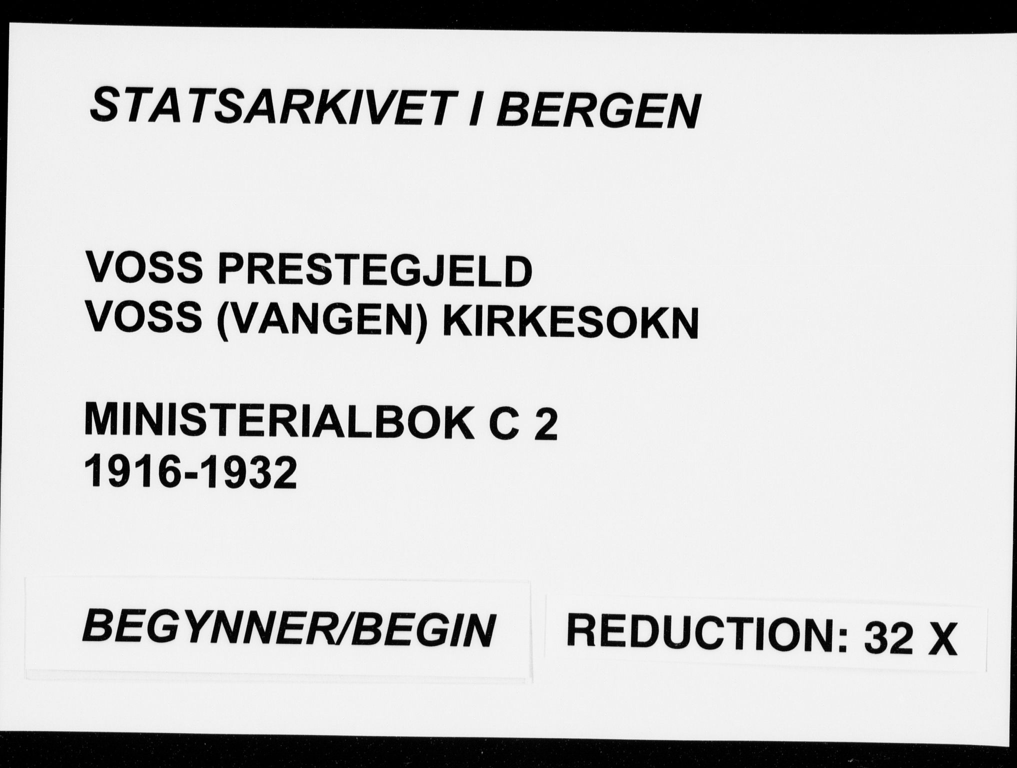 Voss sokneprestembete, AV/SAB-A-79001/H/Haa: Parish register (official) no. C  2, 1916-1932