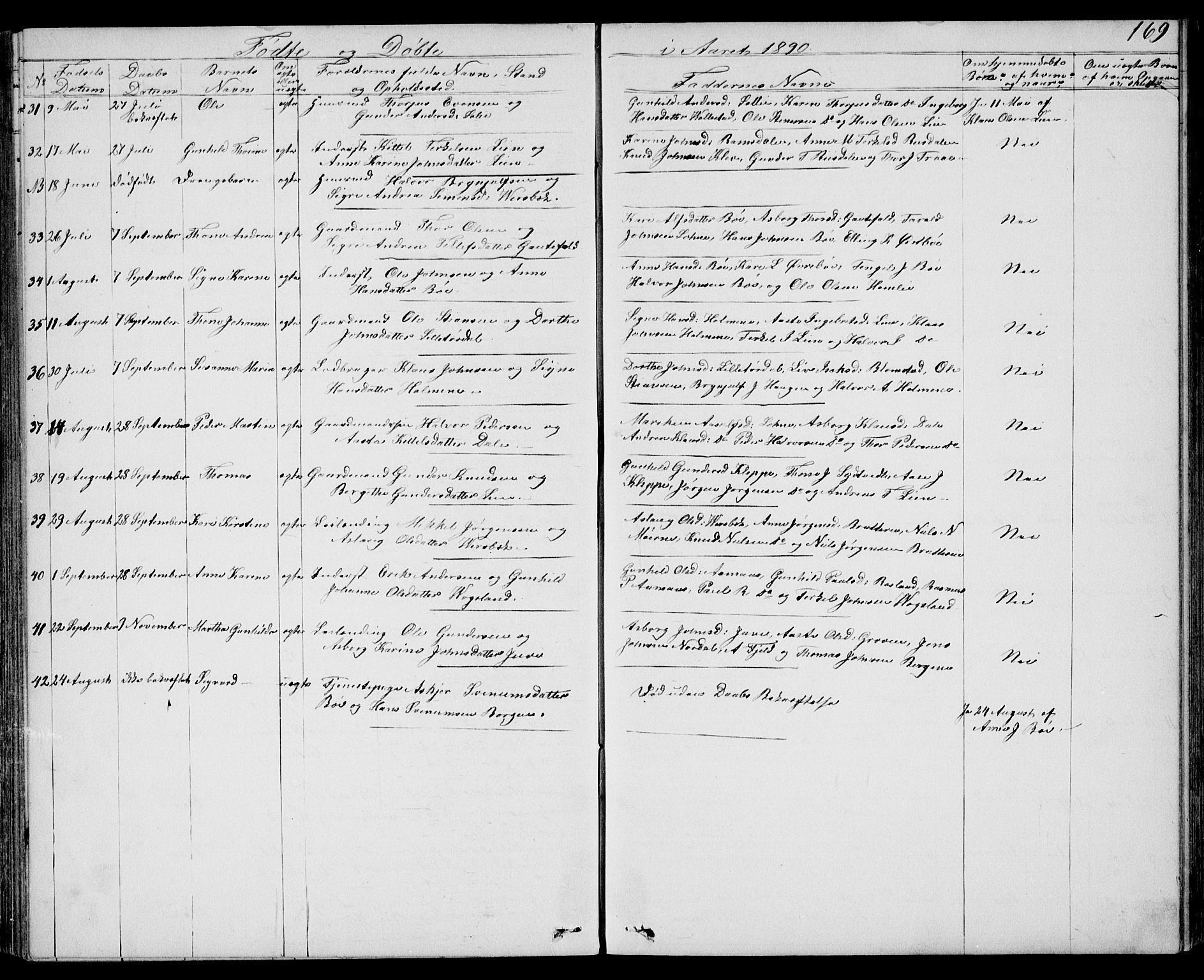 Drangedal kirkebøker, SAKO/A-258/G/Gb/L0001: Parish register (copy) no. II 1, 1856-1894, p. 169