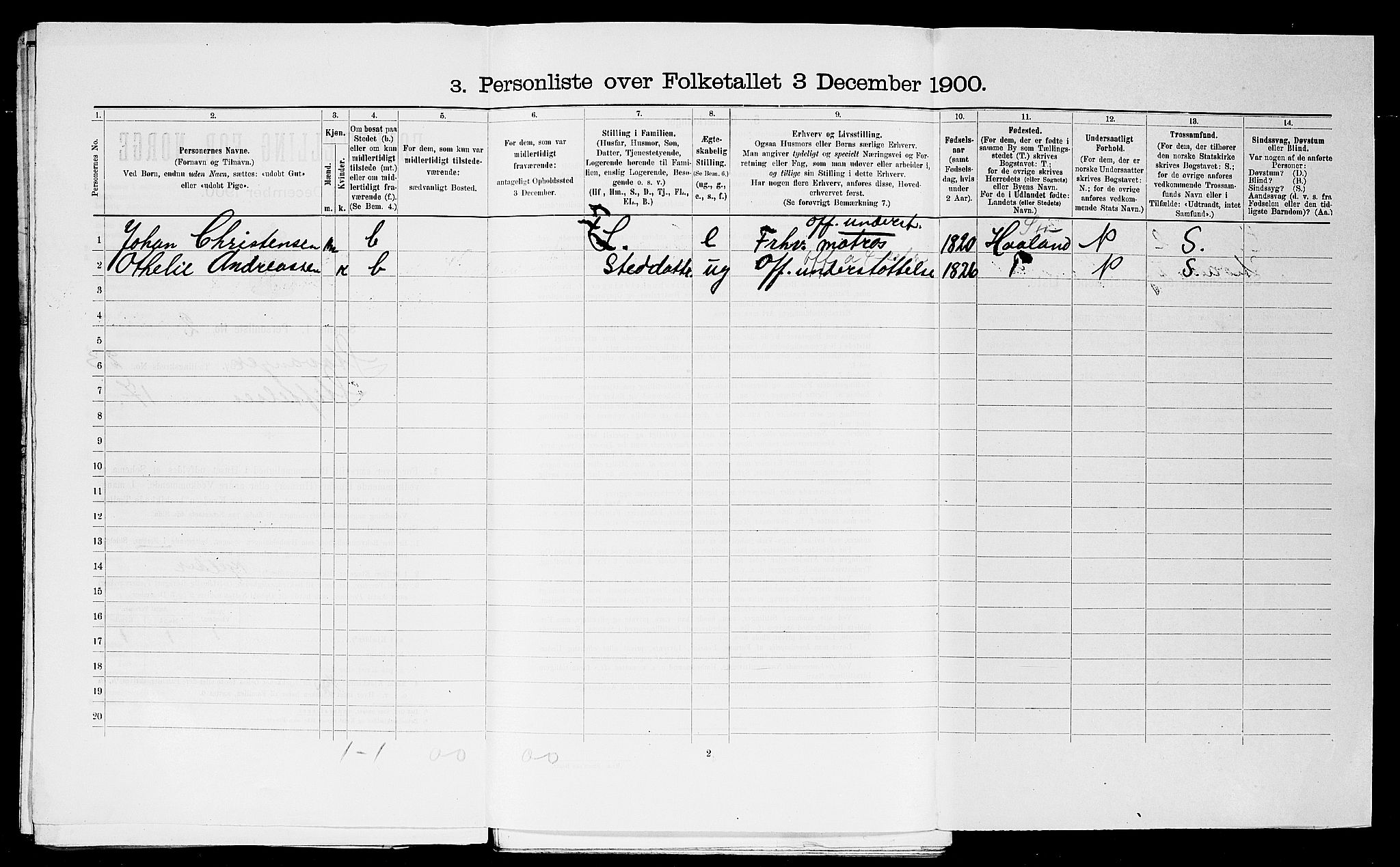 SAST, 1900 census for Stavanger, 1900, p. 8764