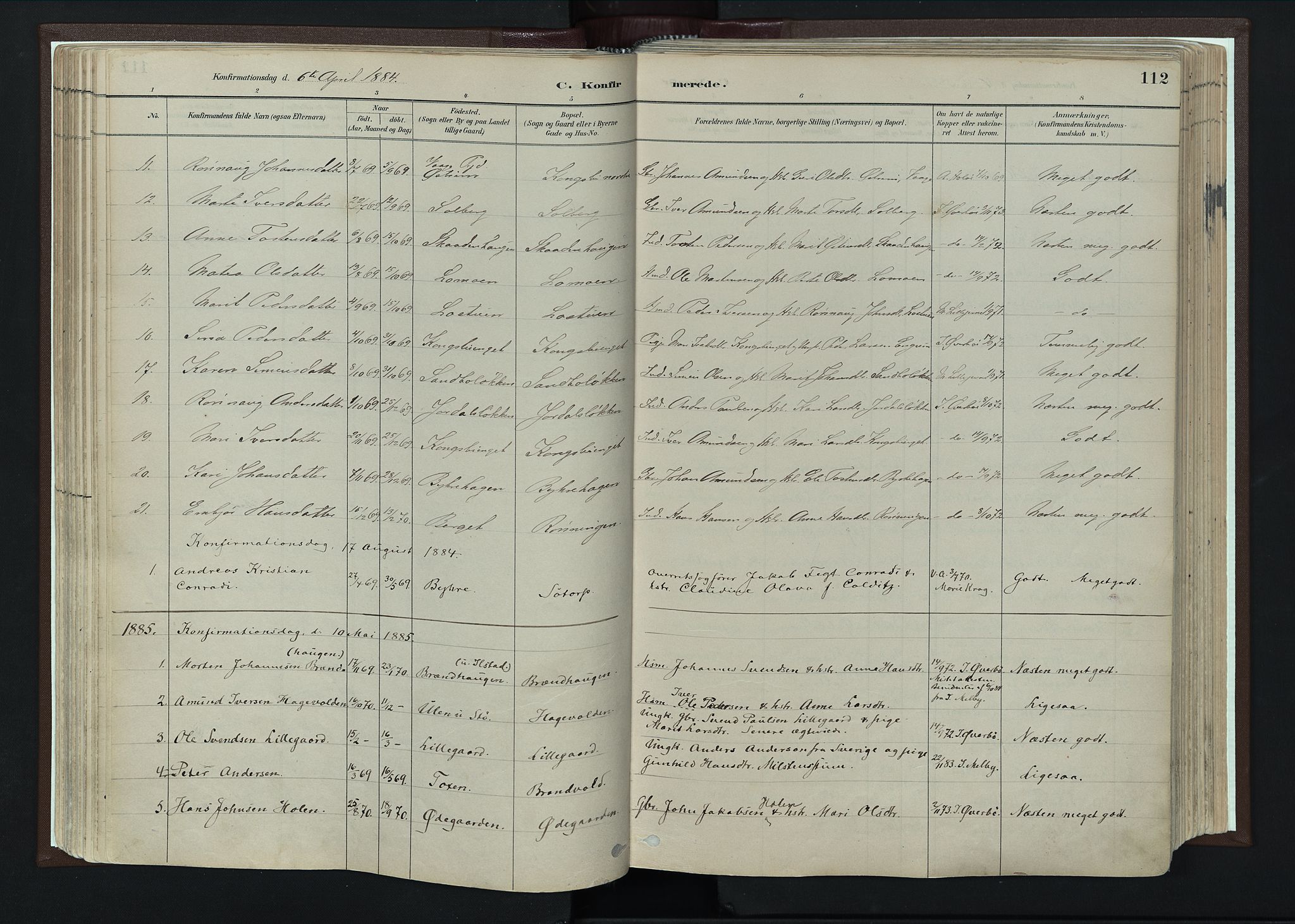 Nord-Fron prestekontor, SAH/PREST-080/H/Ha/Haa/L0004: Parish register (official) no. 4, 1884-1914, p. 112