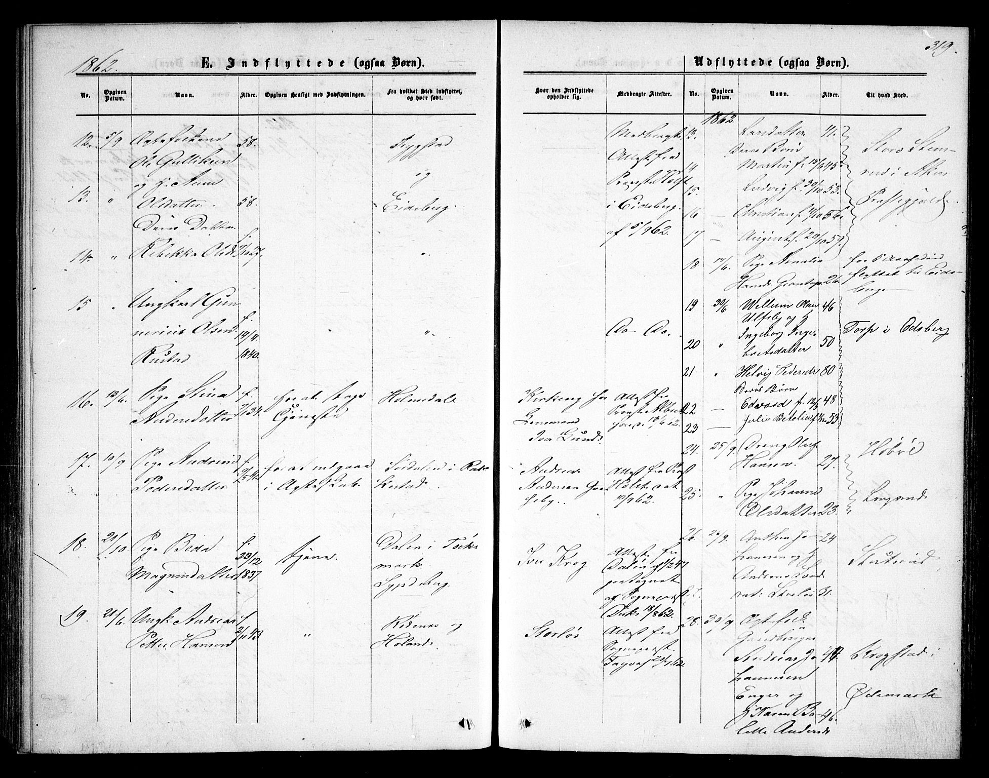 Rødenes prestekontor Kirkebøker, AV/SAO-A-2005/F/Fa/L0007: Parish register (official) no. I 7, 1860-1869, p. 319