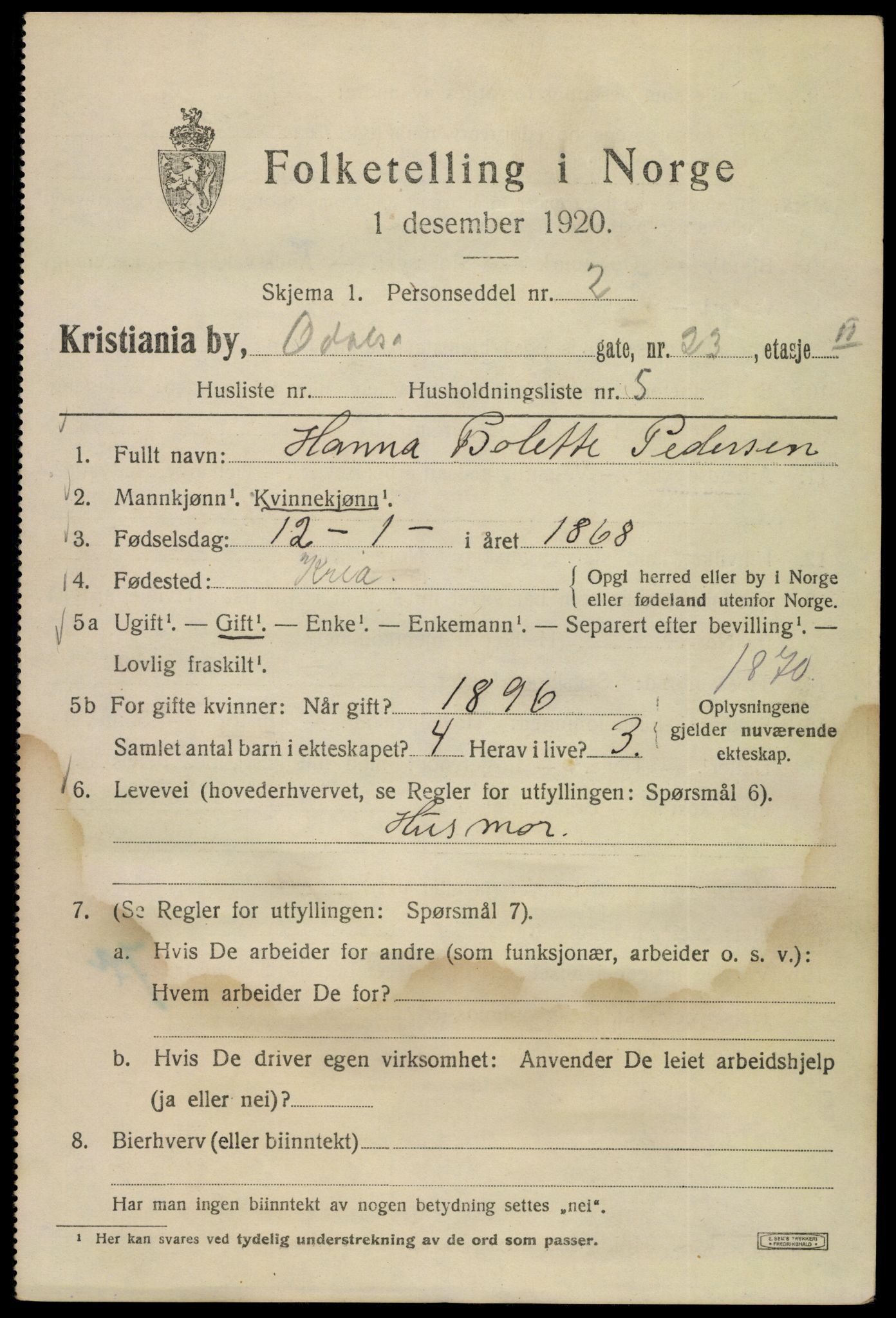 SAO, 1920 census for Kristiania, 1920, p. 429163