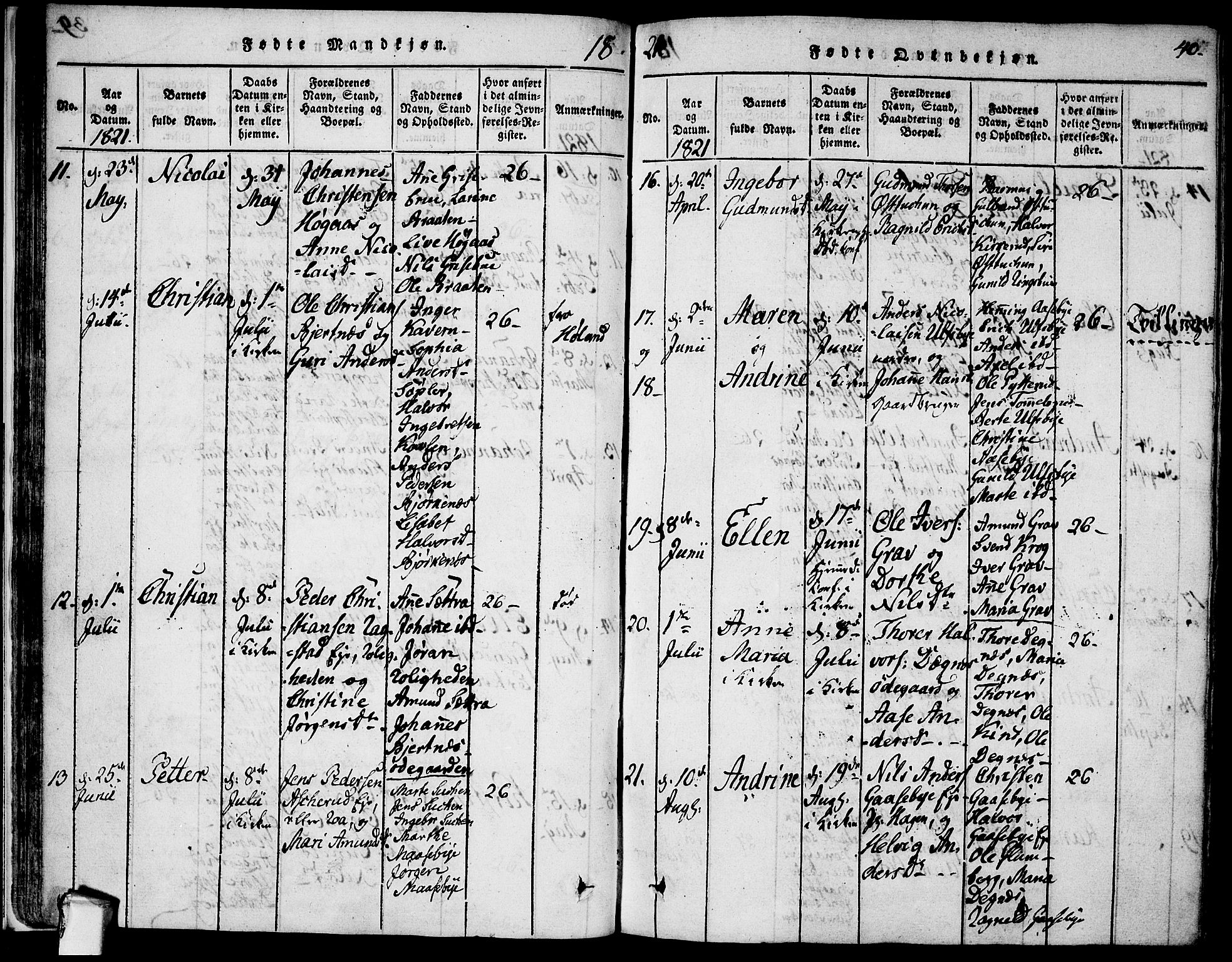 Rødenes prestekontor Kirkebøker, AV/SAO-A-2005/F/Fa/L0004: Parish register (official) no. I 4, 1814-1838, p. 40