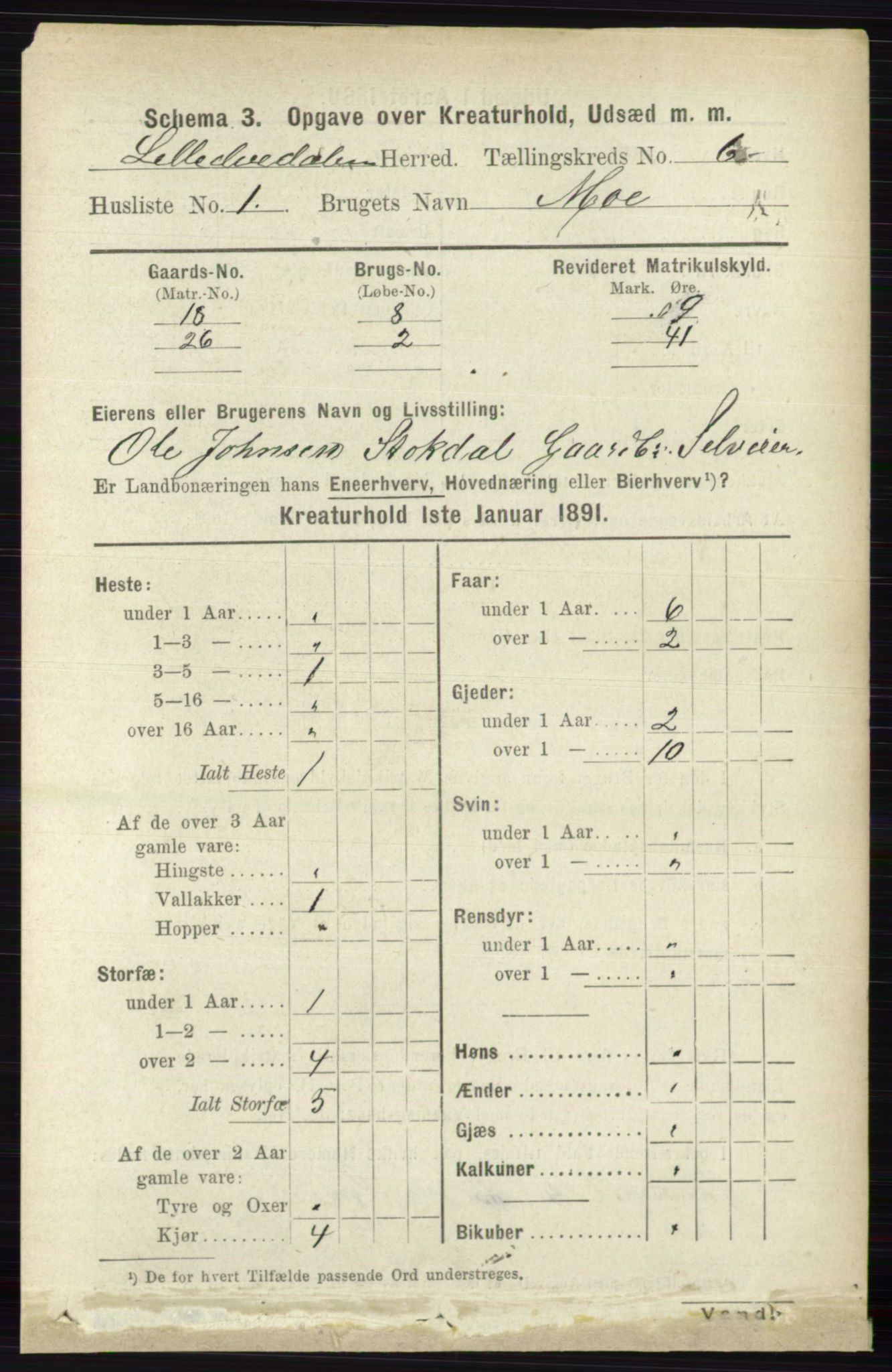 RA, 1891 census for 0438 Lille Elvedalen, 1891, p. 4368