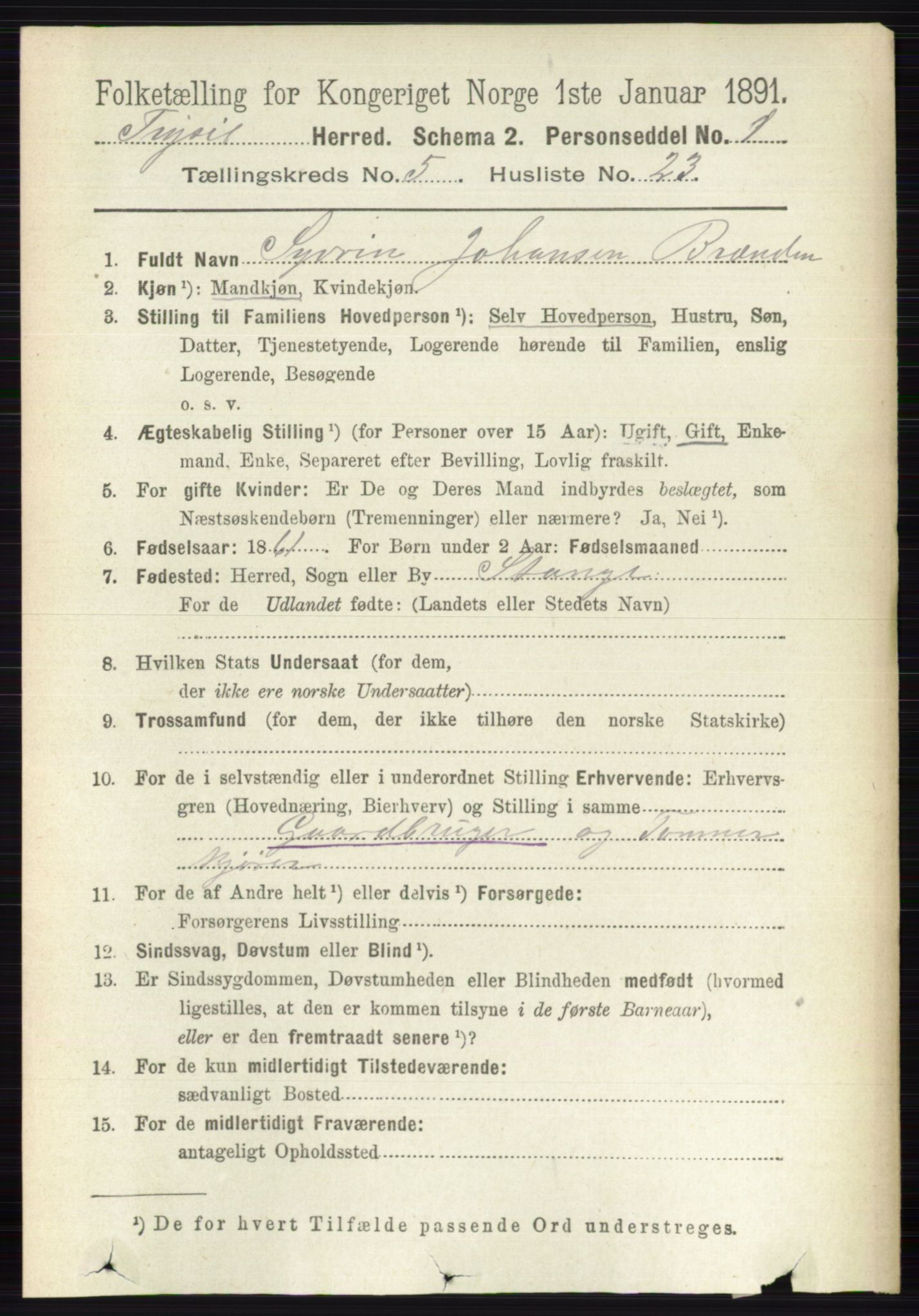 RA, 1891 census for 0428 Trysil, 1891, p. 2438