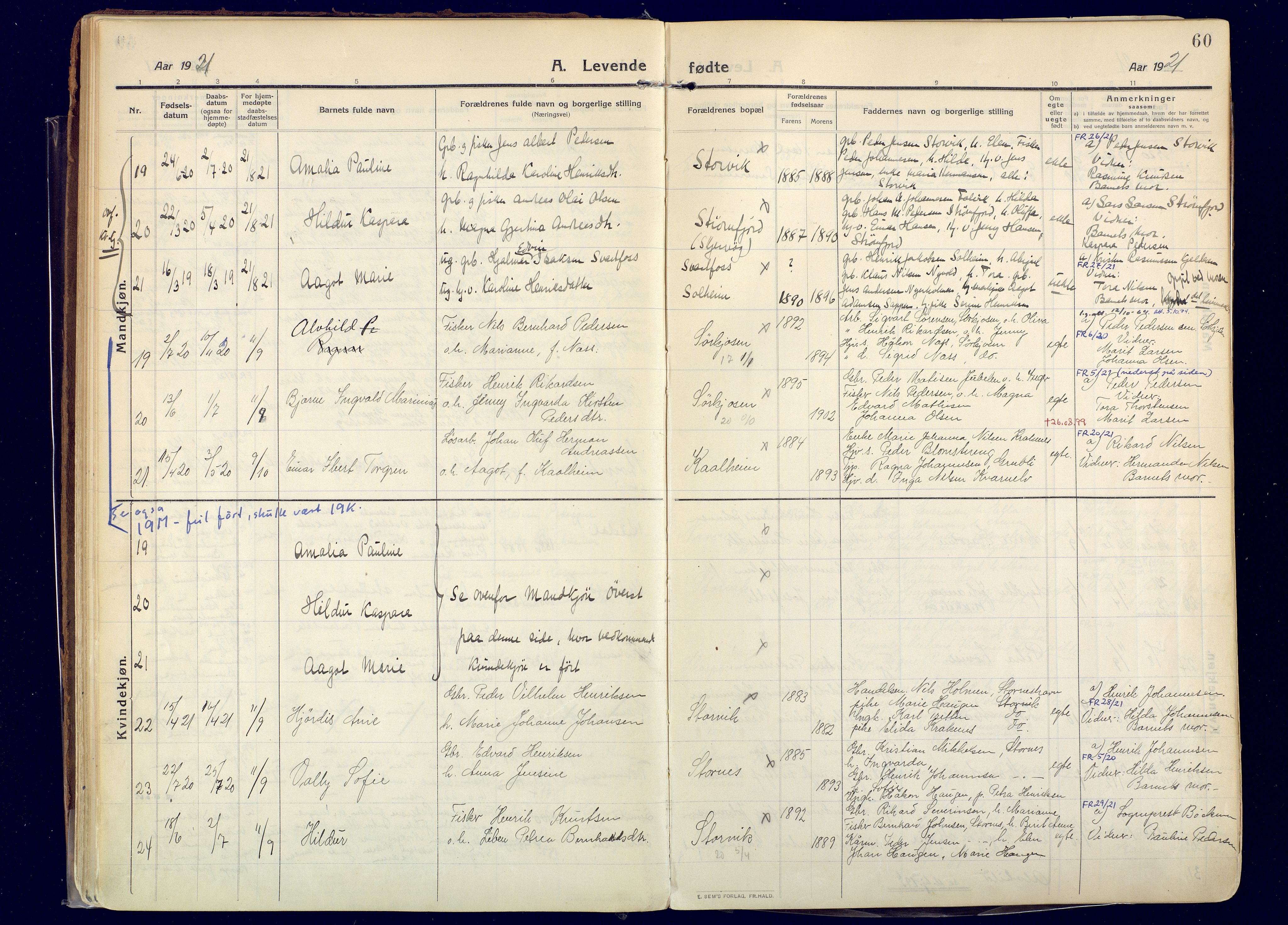 Skjervøy sokneprestkontor, AV/SATØ-S-1300/H/Ha/Haa: Parish register (official) no. 20, 1911-1931, p. 60