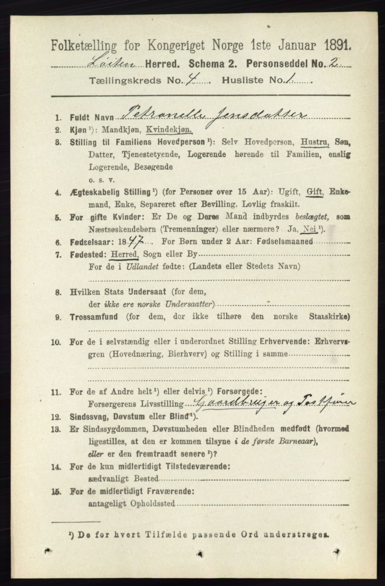 RA, 1891 census for 0415 Løten, 1891, p. 2783