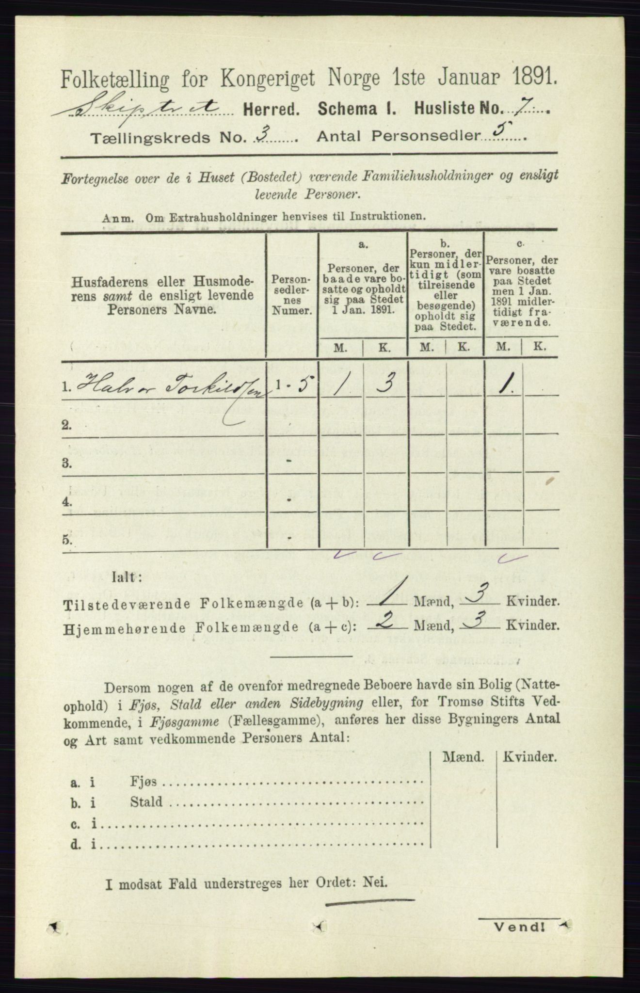 RA, 1891 census for 0127 Skiptvet, 1891, p. 1137