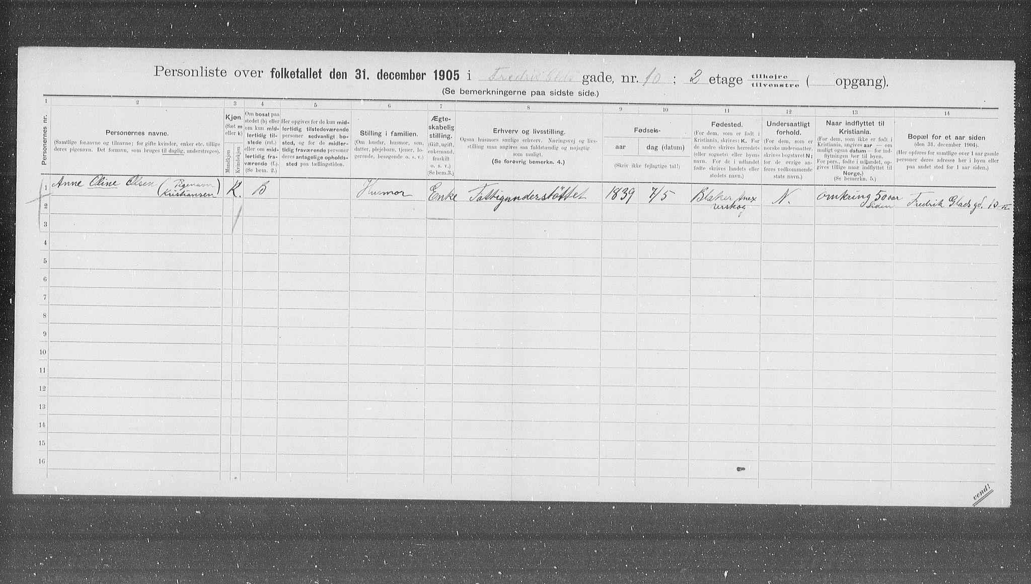 OBA, Municipal Census 1905 for Kristiania, 1905, p. 13751