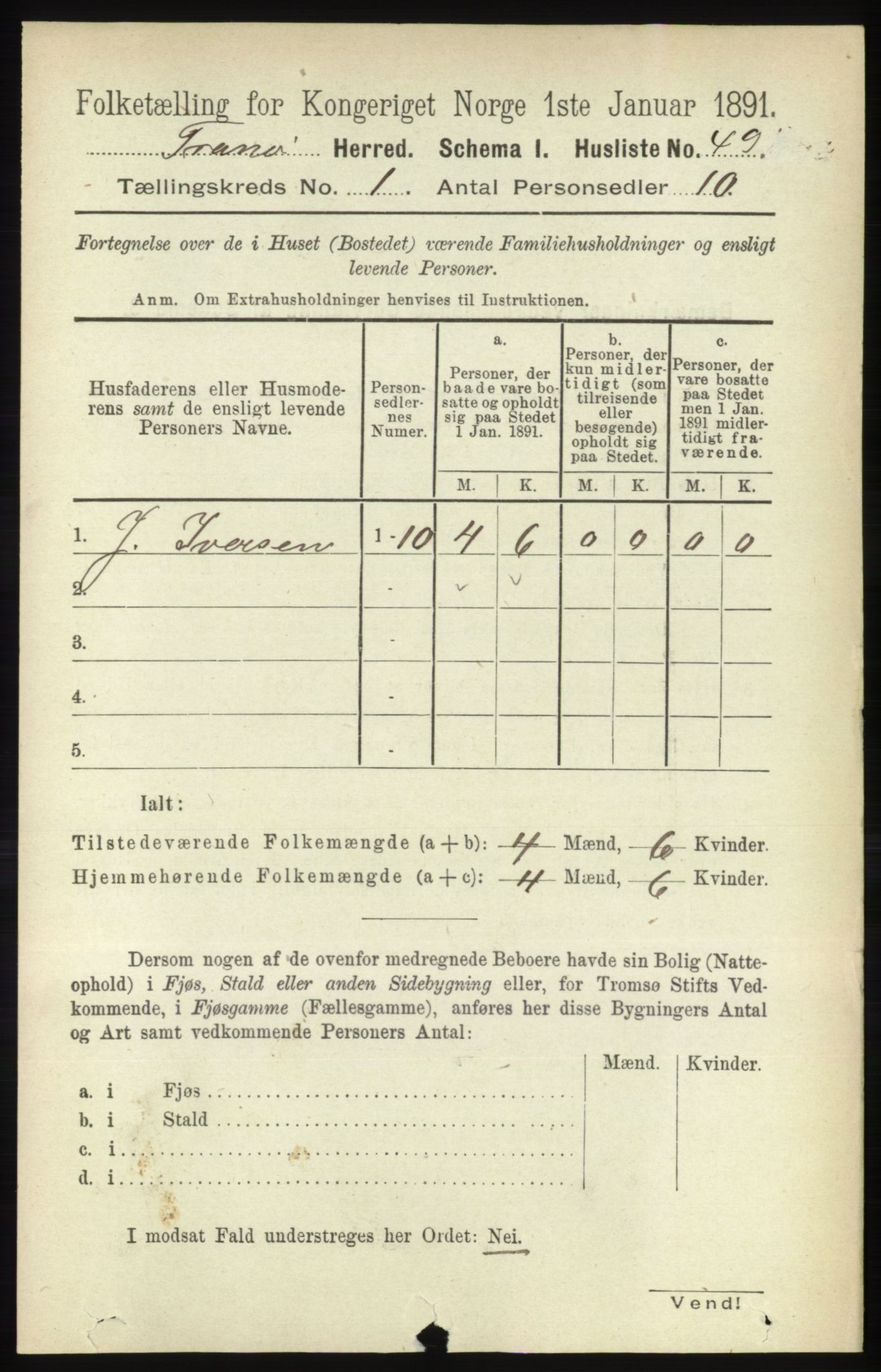 RA, 1891 census for 1927 Tranøy, 1891, p. 64