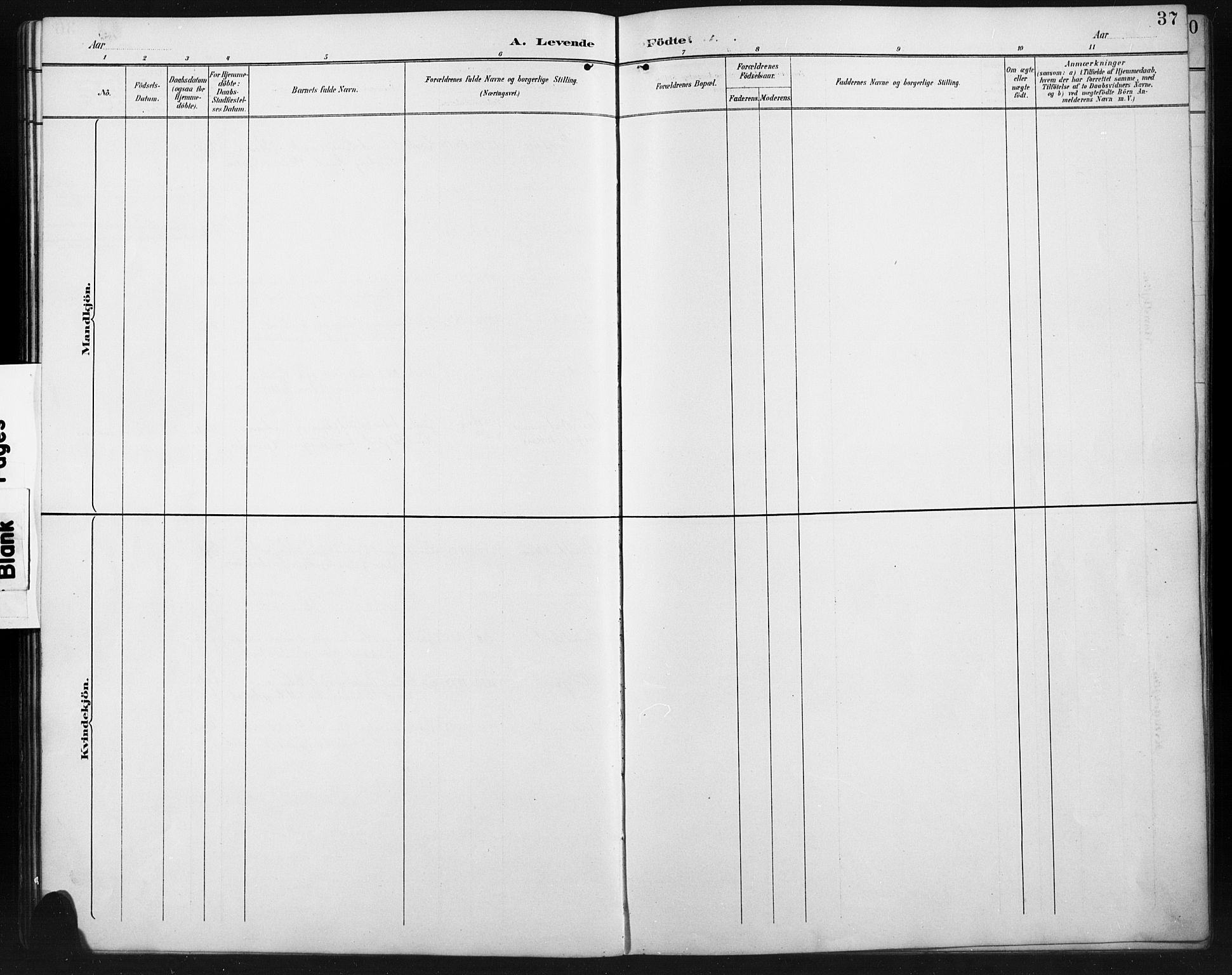 Ringebu prestekontor, SAH/PREST-082/H/Ha/Hab/L0008: Parish register (copy) no. 8, 1890-1922, p. 37