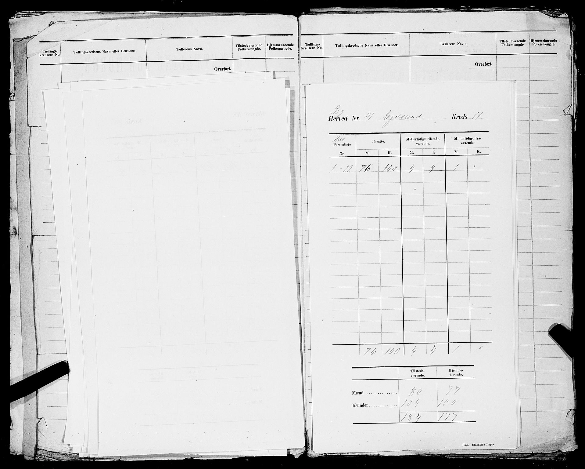 SAST, 1900 census for Egersund, 1900, p. 14