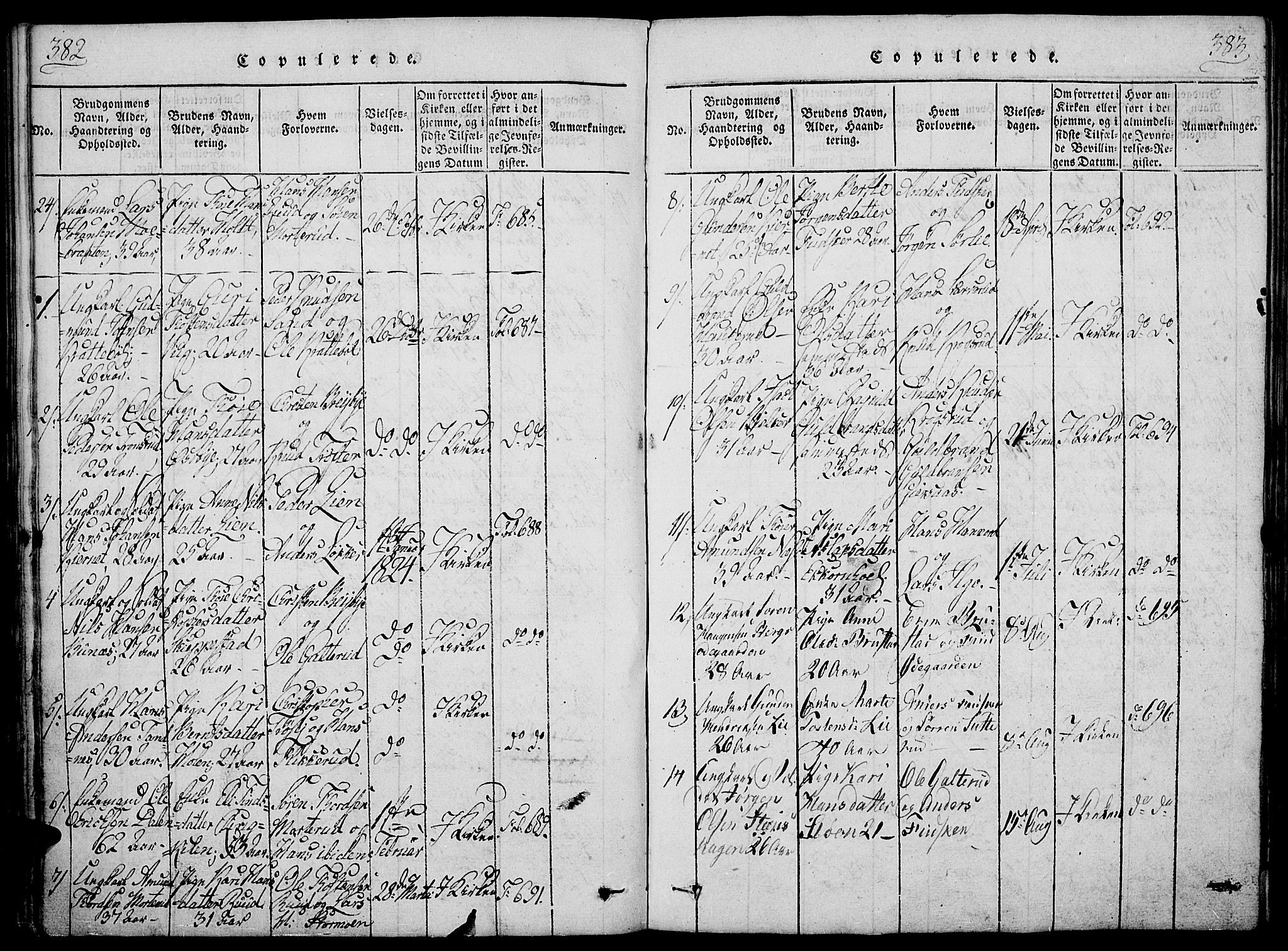 Nord-Odal prestekontor, AV/SAH-PREST-032/H/Ha/Haa/L0001: Parish register (official) no. 1, 1819-1838, p. 382-383