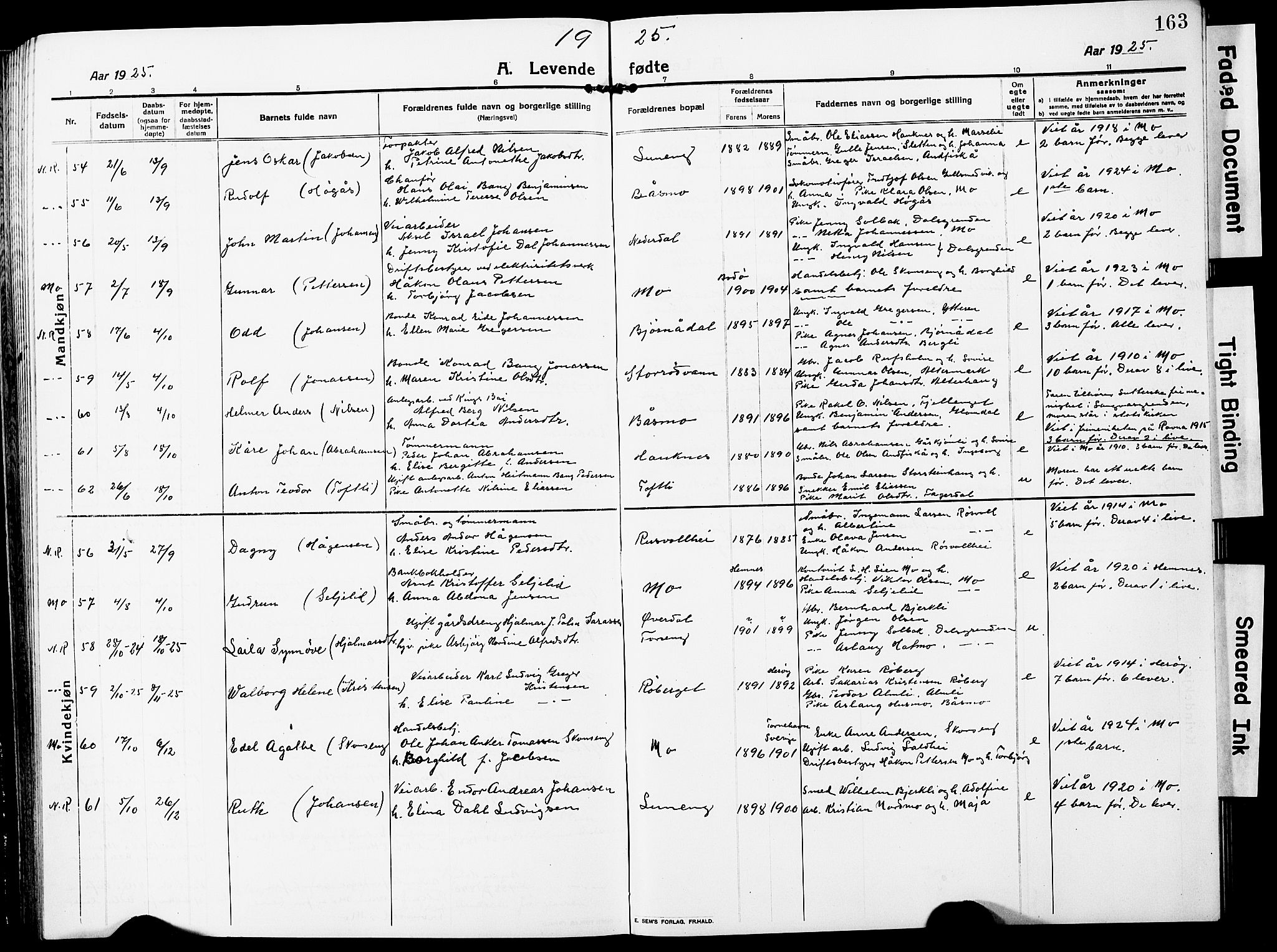 Ministerialprotokoller, klokkerbøker og fødselsregistre - Nordland, AV/SAT-A-1459/827/L0423: Parish register (copy) no. 827C12, 1912-1930, p. 163