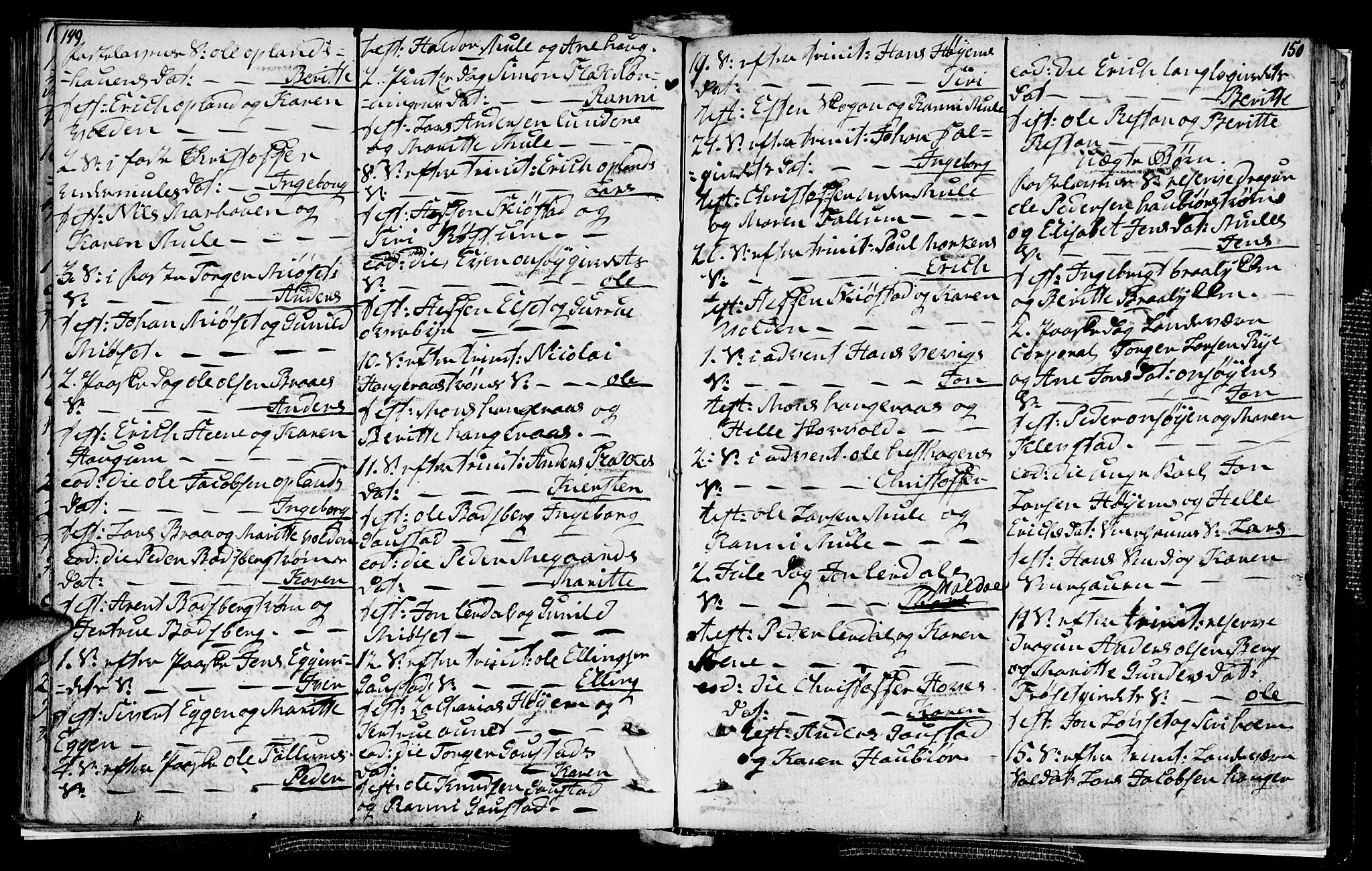 Ministerialprotokoller, klokkerbøker og fødselsregistre - Sør-Trøndelag, AV/SAT-A-1456/612/L0371: Parish register (official) no. 612A05, 1803-1816, p. 149-150