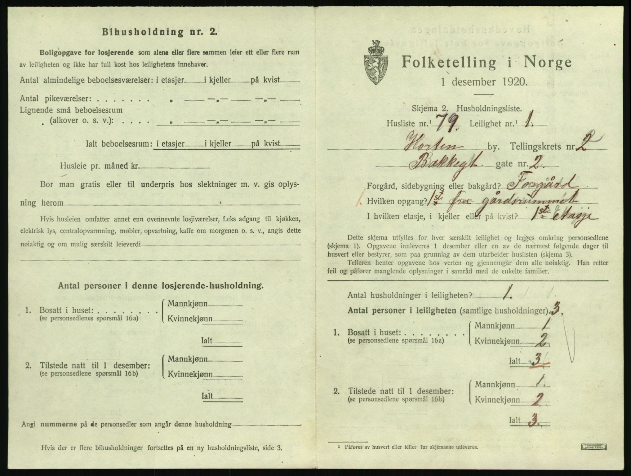 SAKO, 1920 census for Horten, 1920, p. 3635