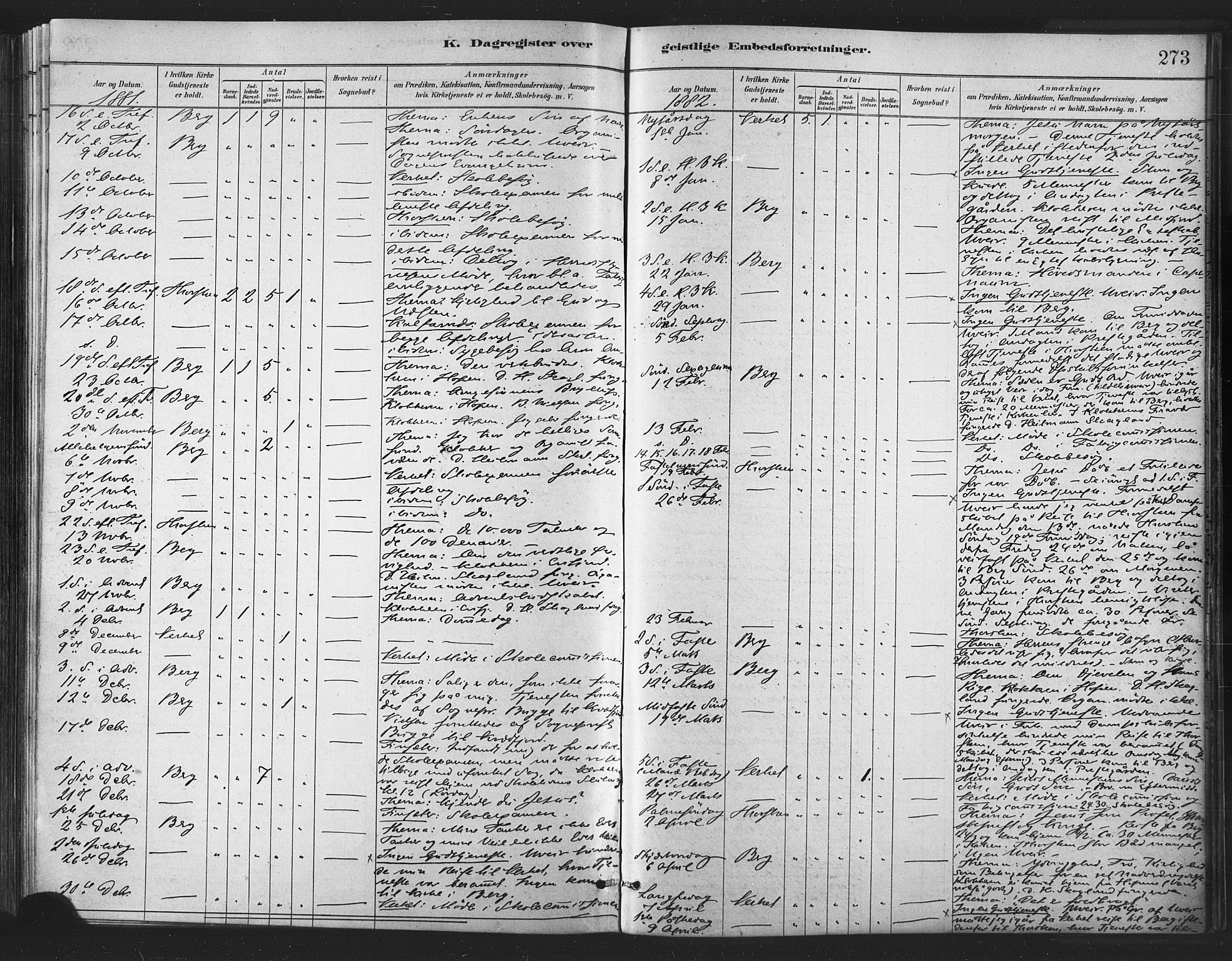 Berg sokneprestkontor, SATØ/S-1318/G/Ga/Gaa/L0004kirke: Parish register (official) no. 4, 1880-1894, p. 273