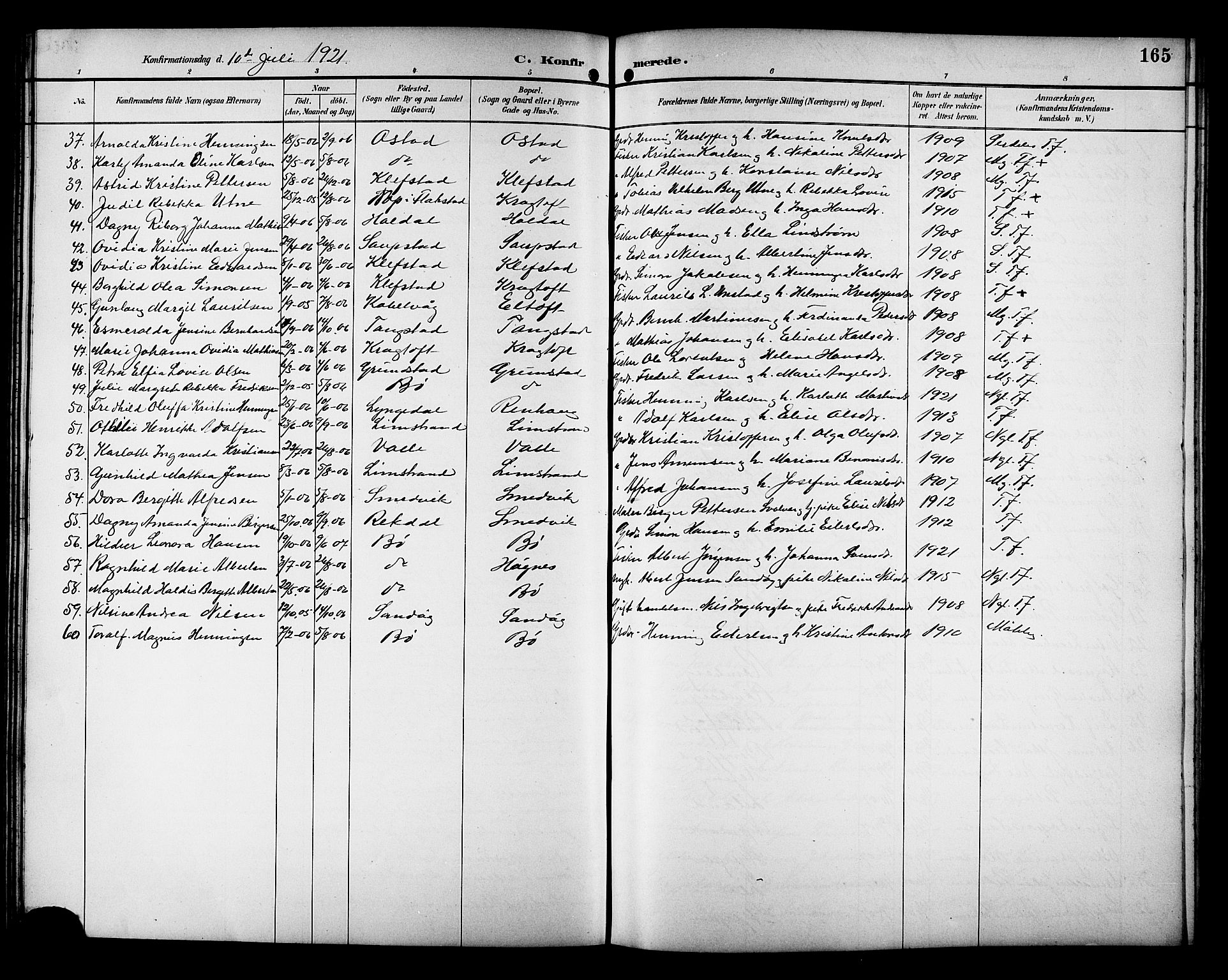 Ministerialprotokoller, klokkerbøker og fødselsregistre - Nordland, SAT/A-1459/880/L1141: Parish register (copy) no. 880C03, 1893-1928, p. 165