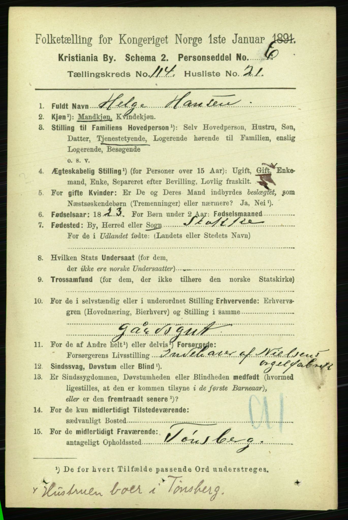RA, 1891 census for 0301 Kristiania, 1891, p. 61363