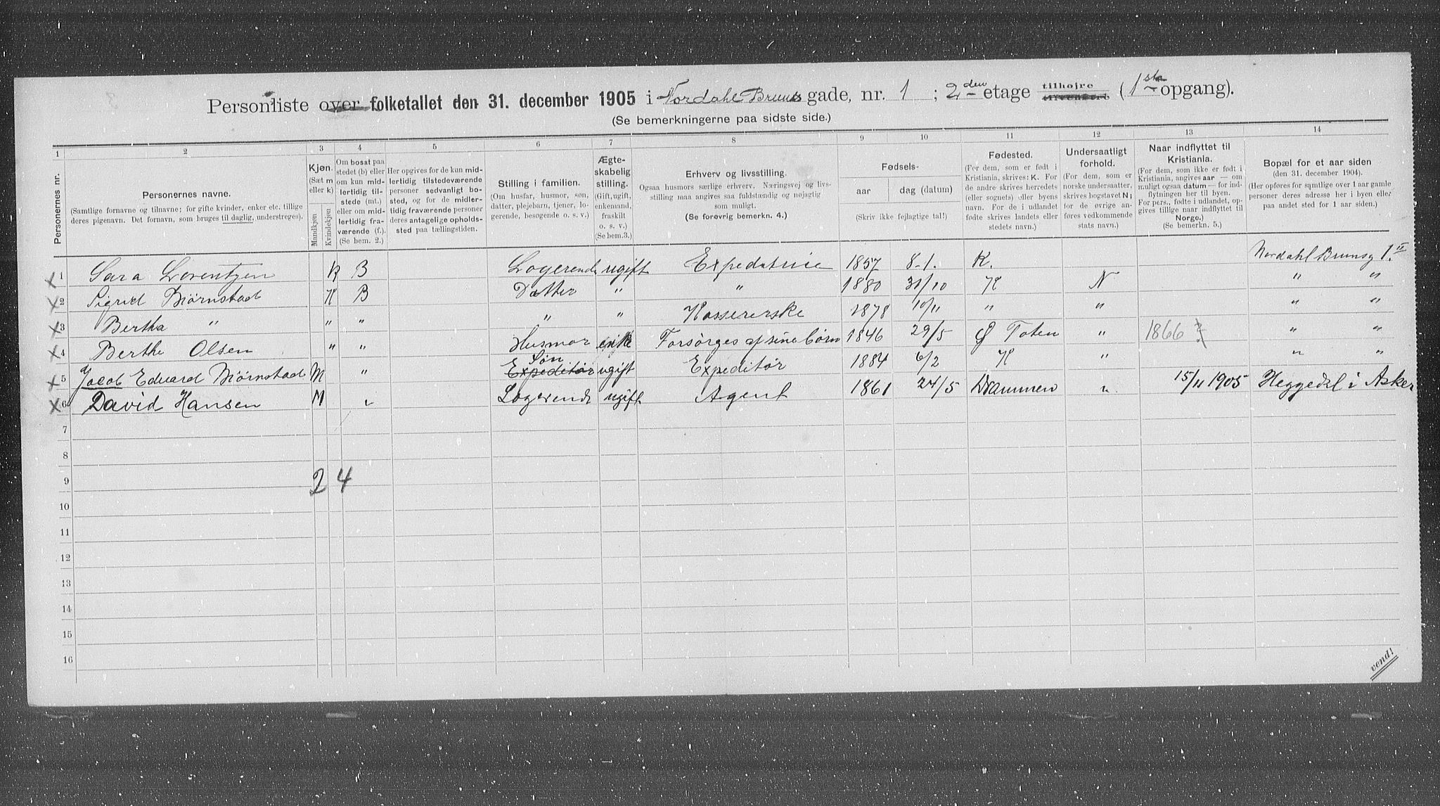 OBA, Municipal Census 1905 for Kristiania, 1905, p. 37586