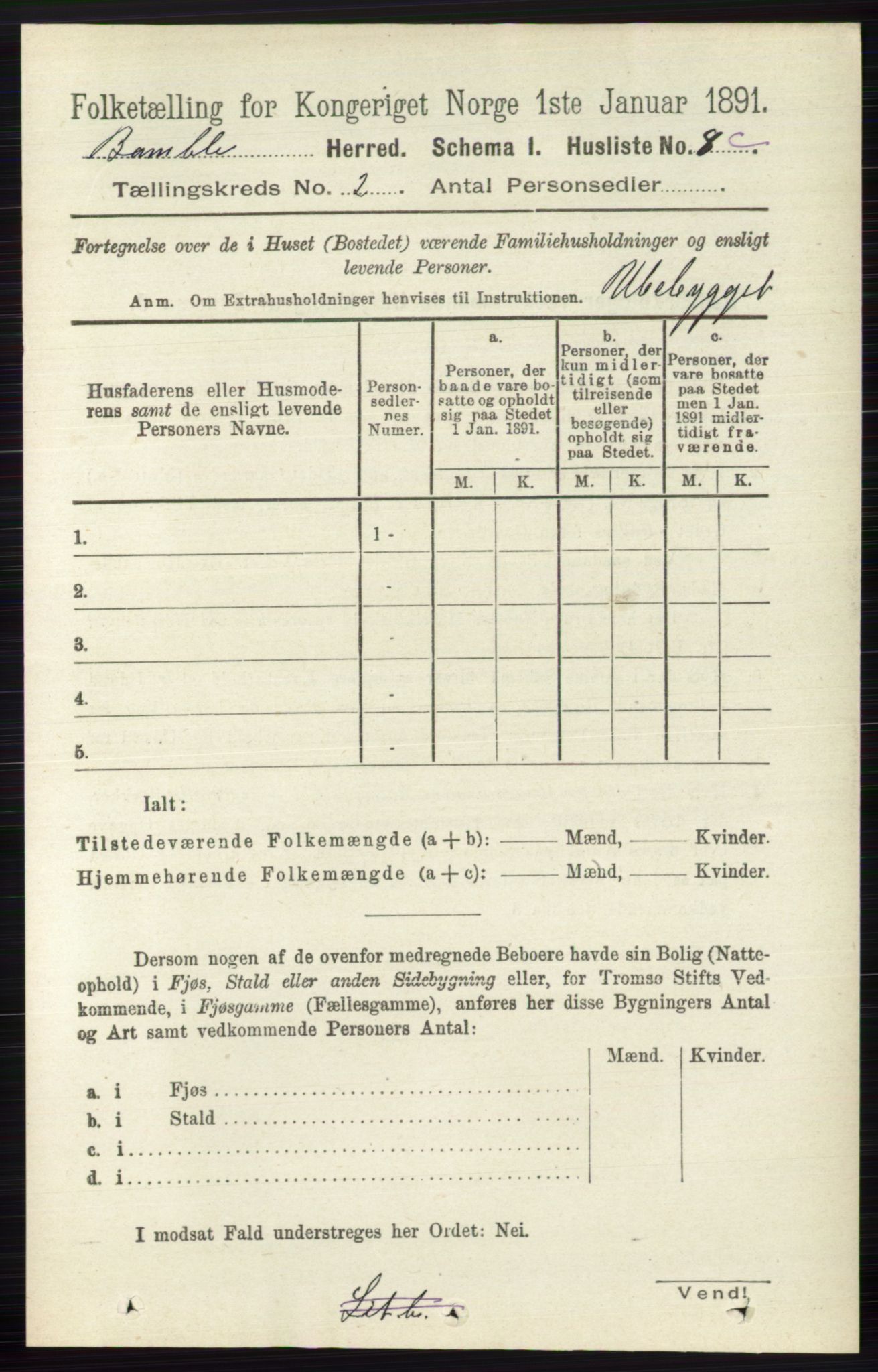 RA, 1891 census for 0814 Bamble, 1891, p. 949