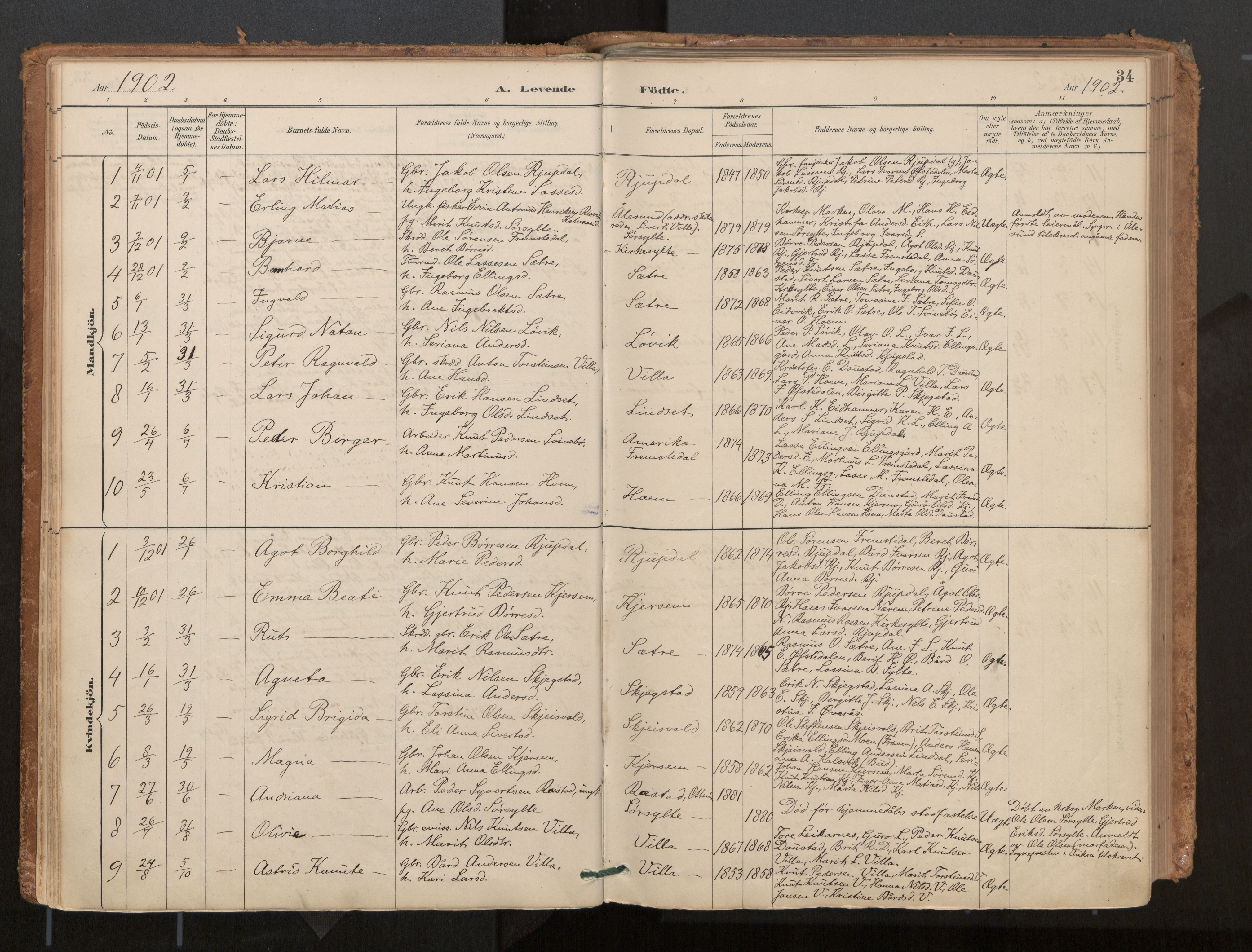 Ministerialprotokoller, klokkerbøker og fødselsregistre - Møre og Romsdal, AV/SAT-A-1454/541/L0545a: Parish register (official) no. 541A03, 1887-1912, p. 34