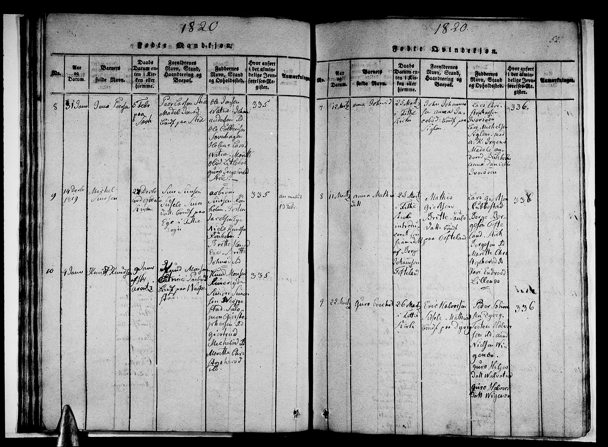 Stord sokneprestembete, AV/SAB-A-78201/H/Haa: Parish register (official) no. A 5, 1816-1825, p. 52