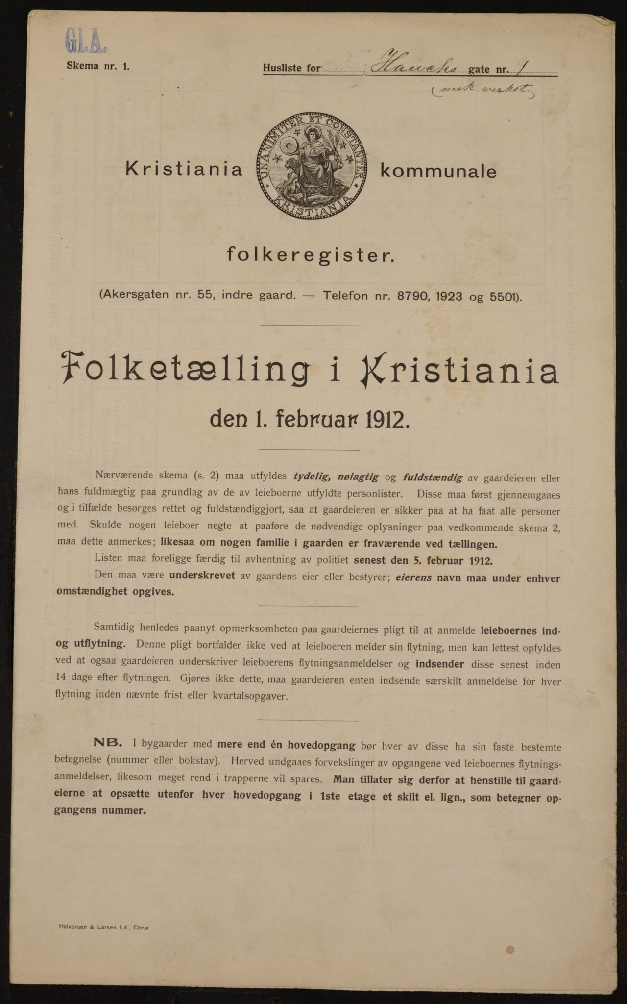OBA, Municipal Census 1912 for Kristiania, 1912, p. 35383