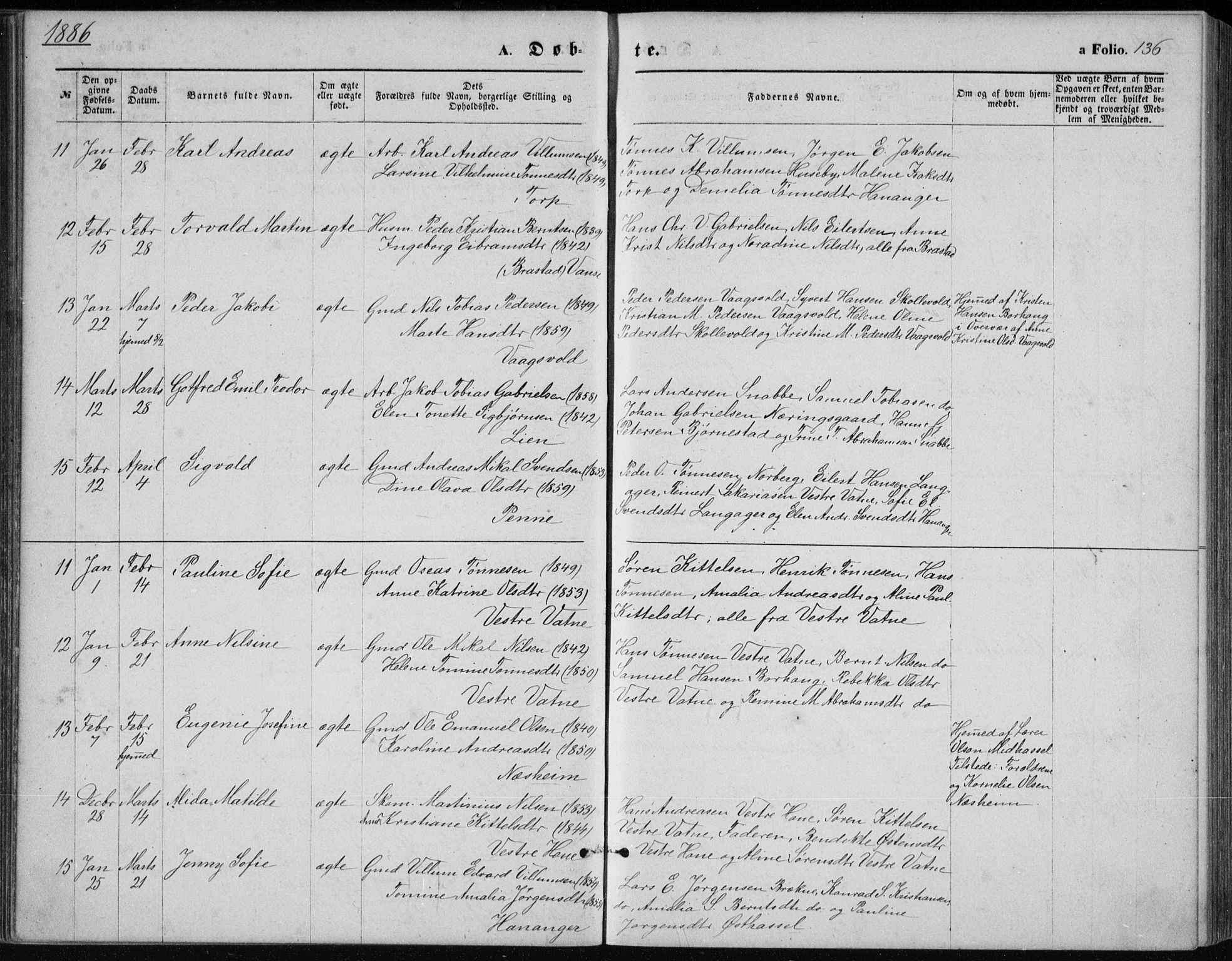 Lista sokneprestkontor, AV/SAK-1111-0027/F/Fb/L0004: Parish register (copy) no. B 4, 1877-1891, p. 136