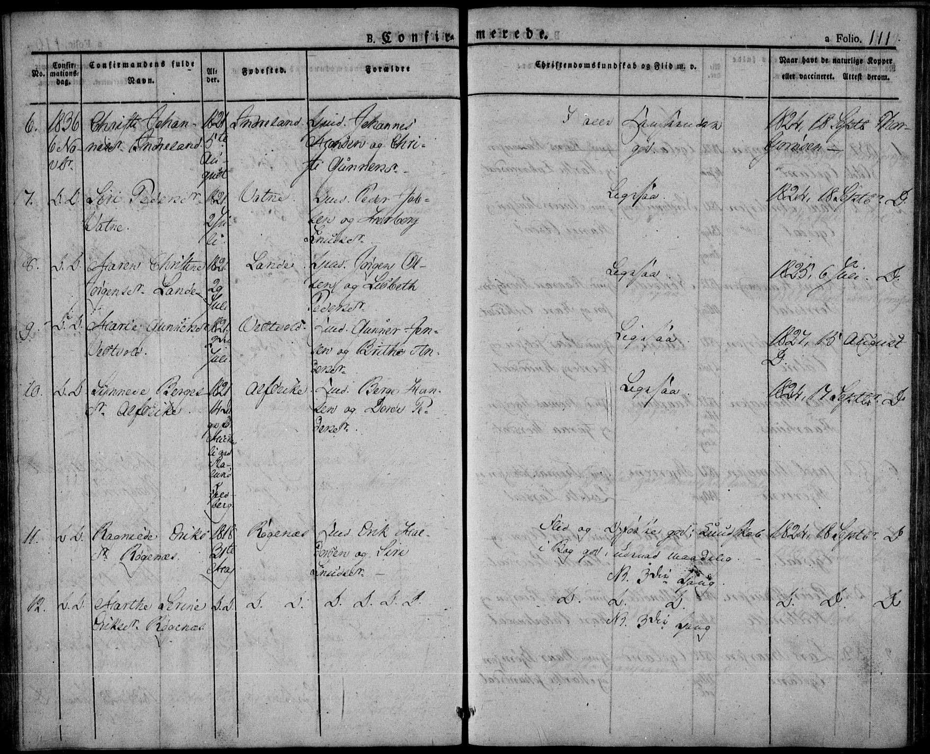 Skjold sokneprestkontor, AV/SAST-A-101847/H/Ha/Haa/L0005: Parish register (official) no. A 5, 1830-1856, p. 111