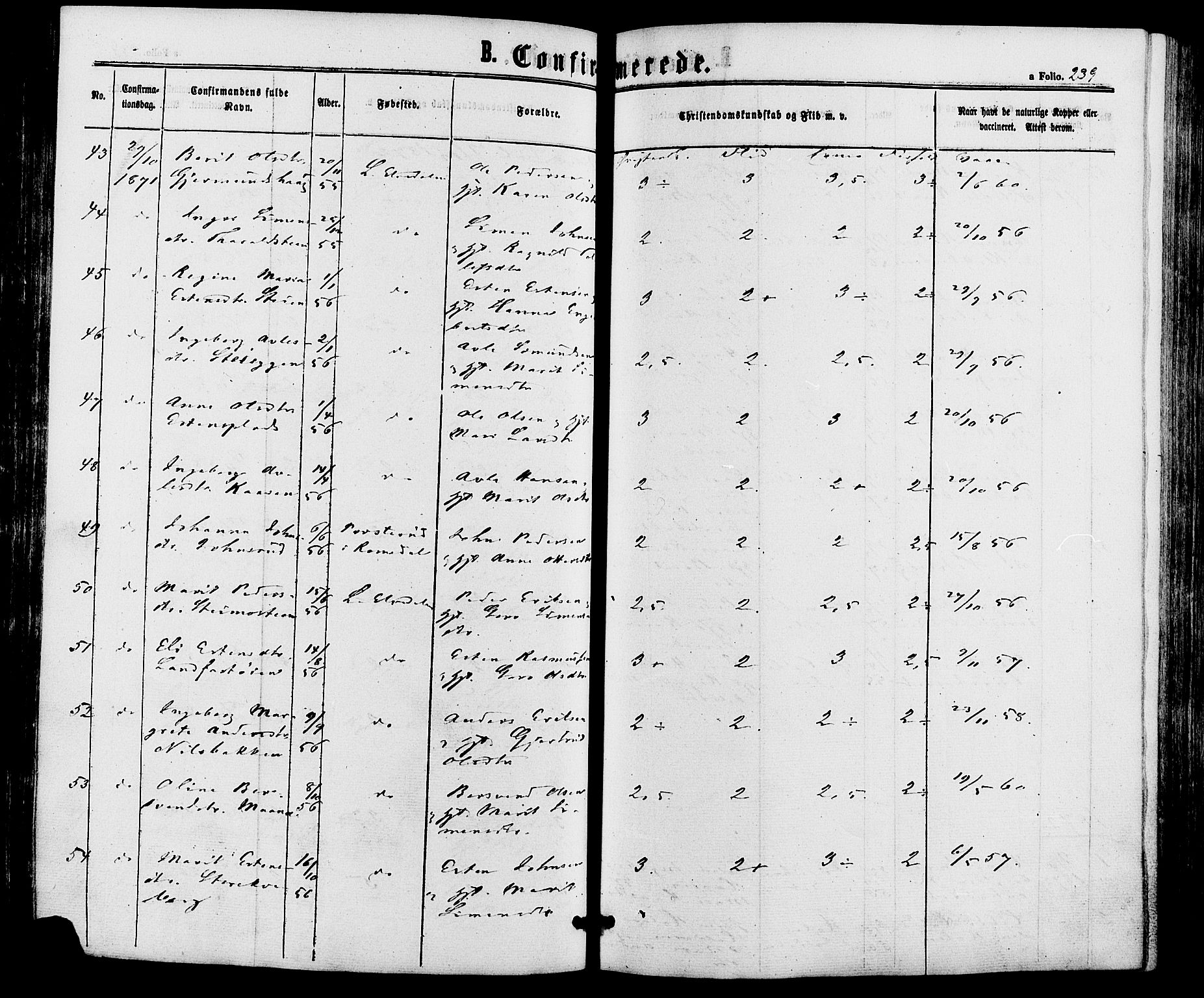 Alvdal prestekontor, SAH/PREST-060/H/Ha/Haa/L0001: Parish register (official) no. 1, 1863-1882, p. 239