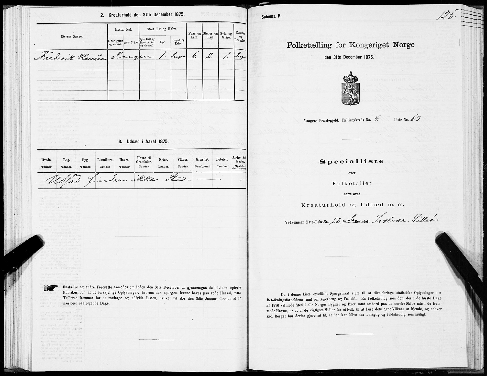 SAT, 1875 census for 1865P Vågan, 1875, p. 3125