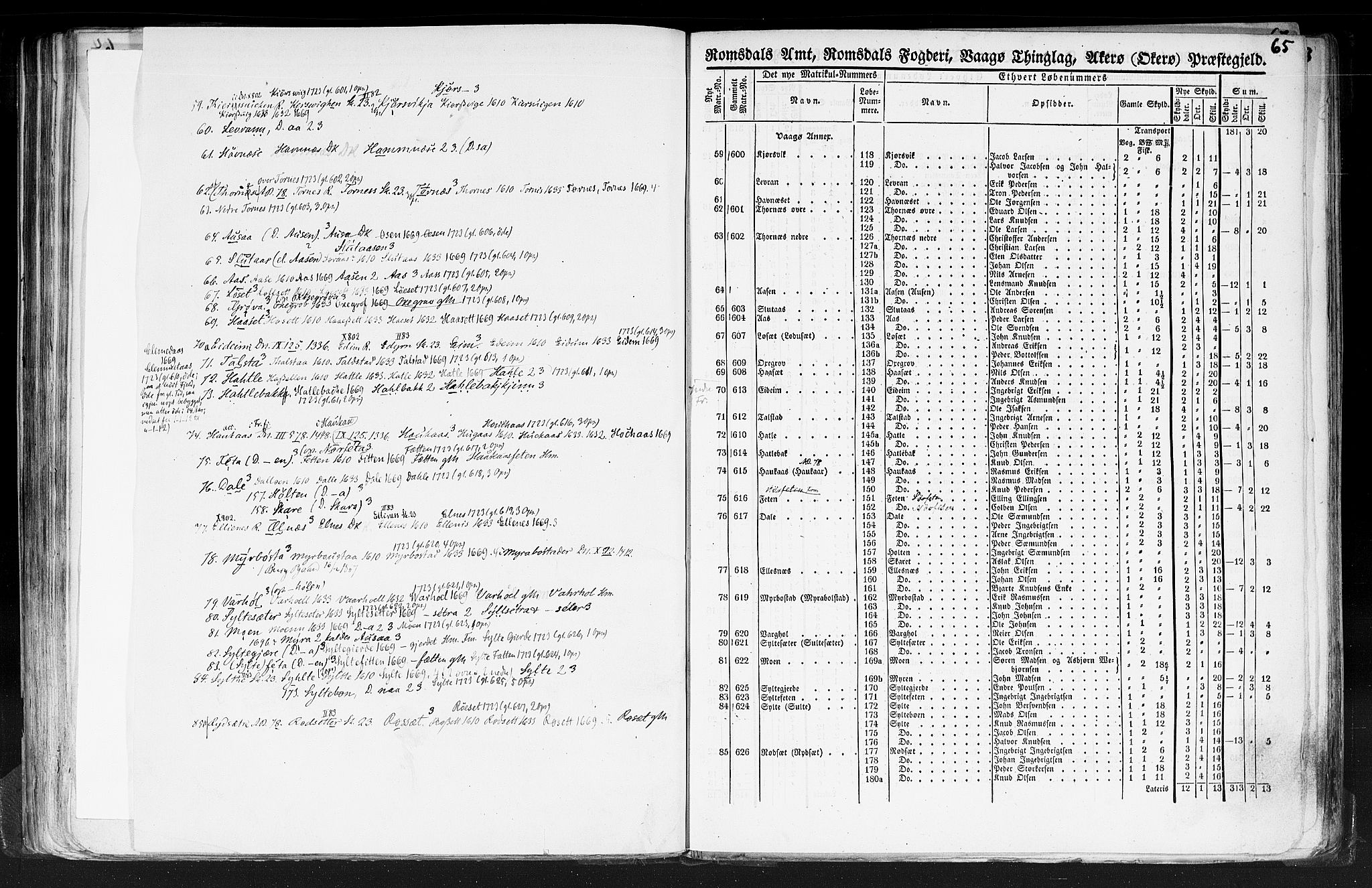 Rygh, AV/RA-PA-0034/F/Fb/L0013: Matrikkelen for 1838 - Romsdal amt (Møre og Romsdal fylke), 1838, p. 65a