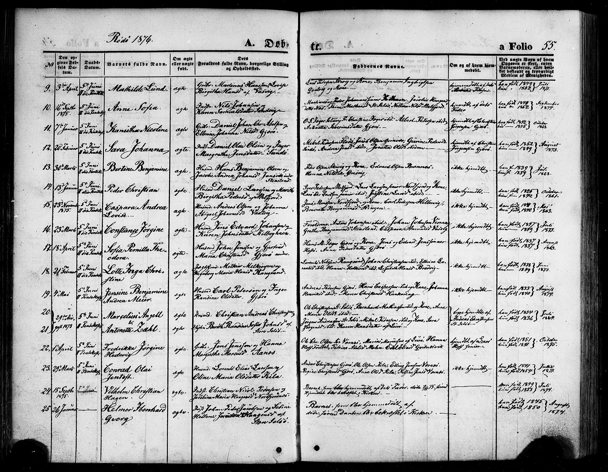 Ministerialprotokoller, klokkerbøker og fødselsregistre - Nordland, AV/SAT-A-1459/841/L0606: Parish register (official) no. 841A10, 1860-1877, p. 55