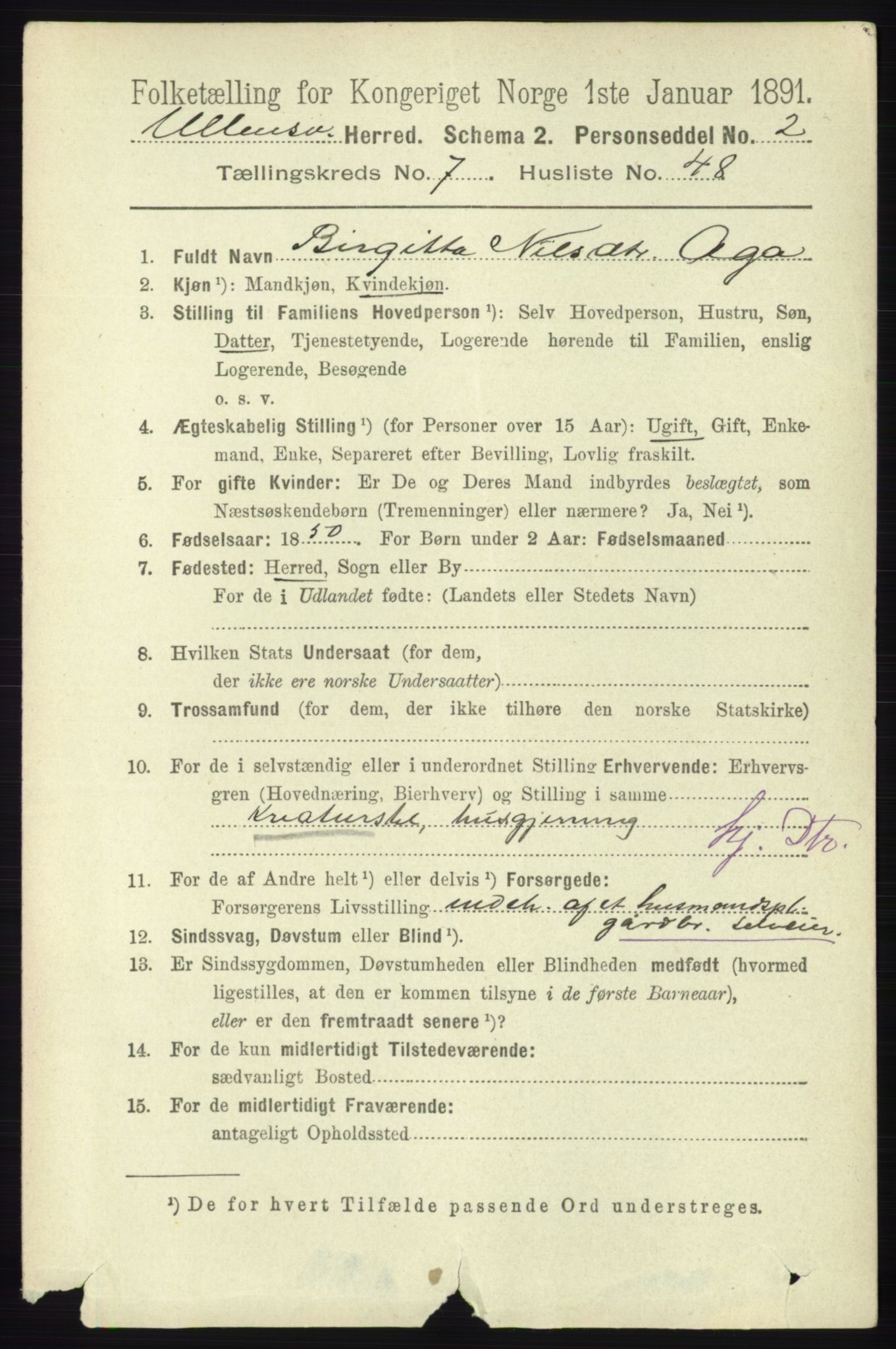 RA, 1891 census for 1230 Ullensvang, 1891, p. 2641