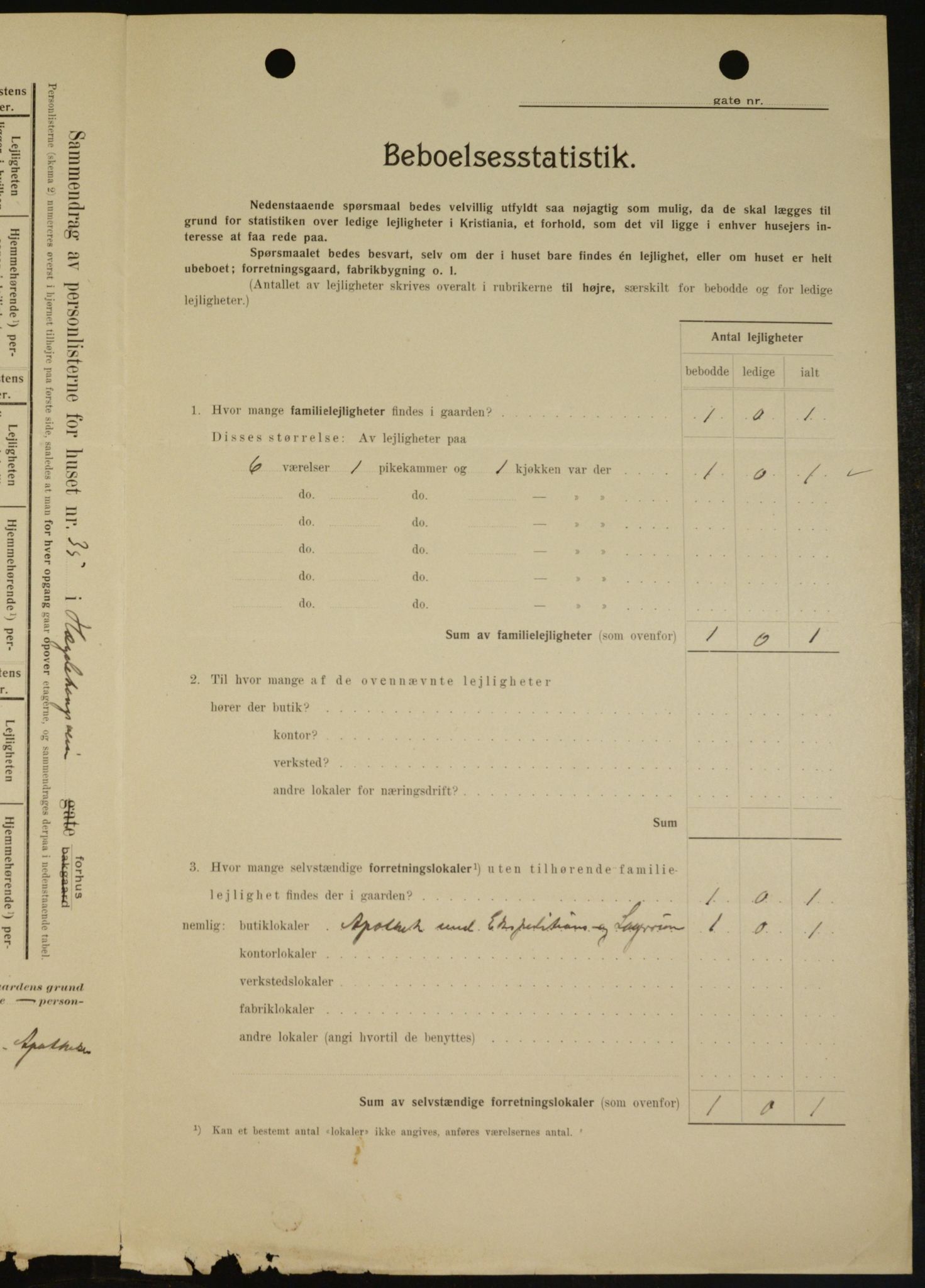 OBA, Municipal Census 1909 for Kristiania, 1909, p. 33133