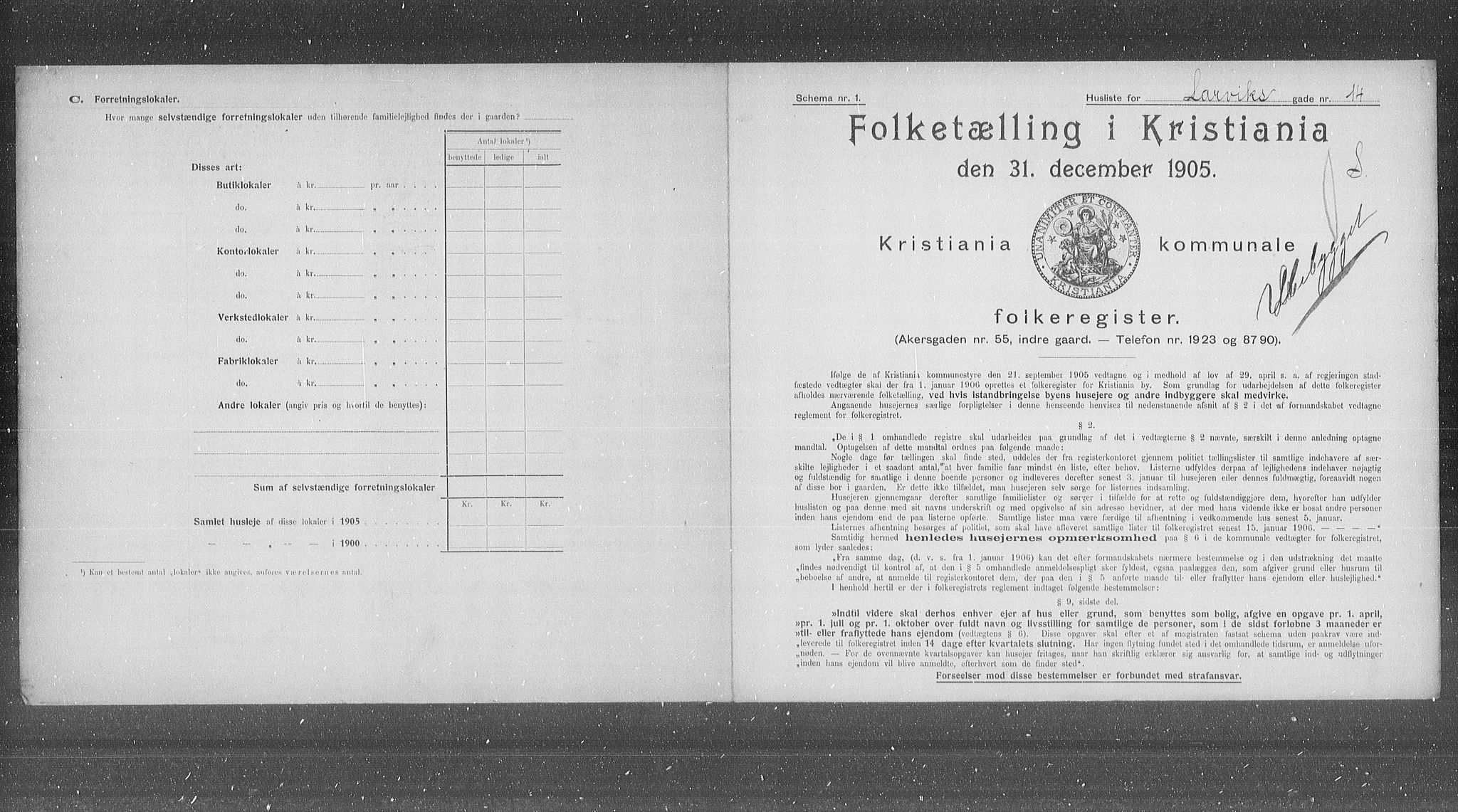 OBA, Municipal Census 1905 for Kristiania, 1905, p. 30019