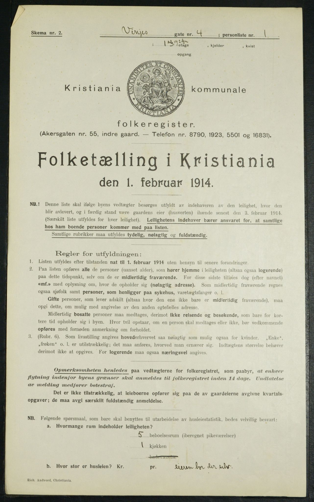 OBA, Municipal Census 1914 for Kristiania, 1914, p. 124757