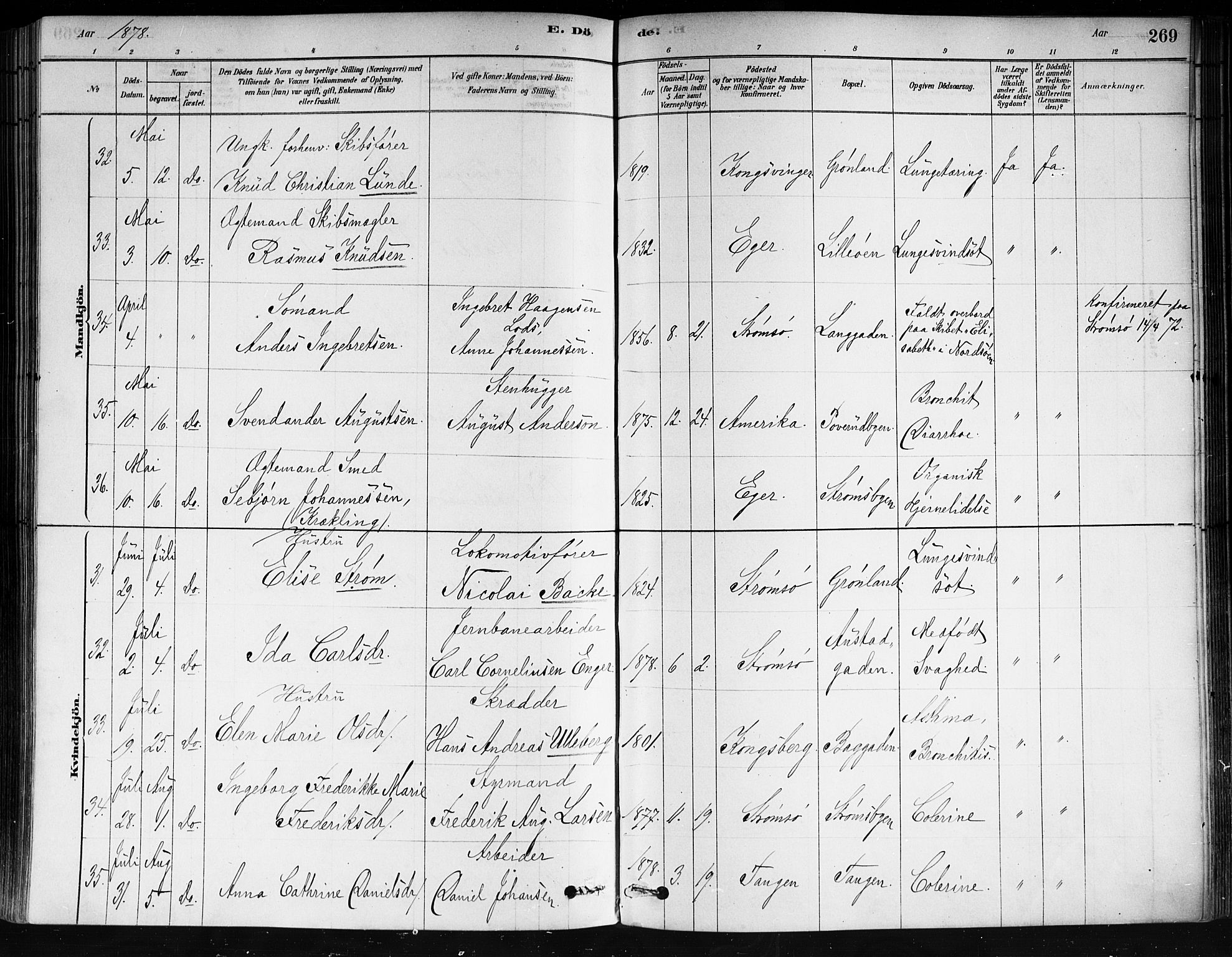 Strømsø kirkebøker, AV/SAKO-A-246/F/Fa/L0021: Parish register (official) no. I 21, 1878-1885, p. 269