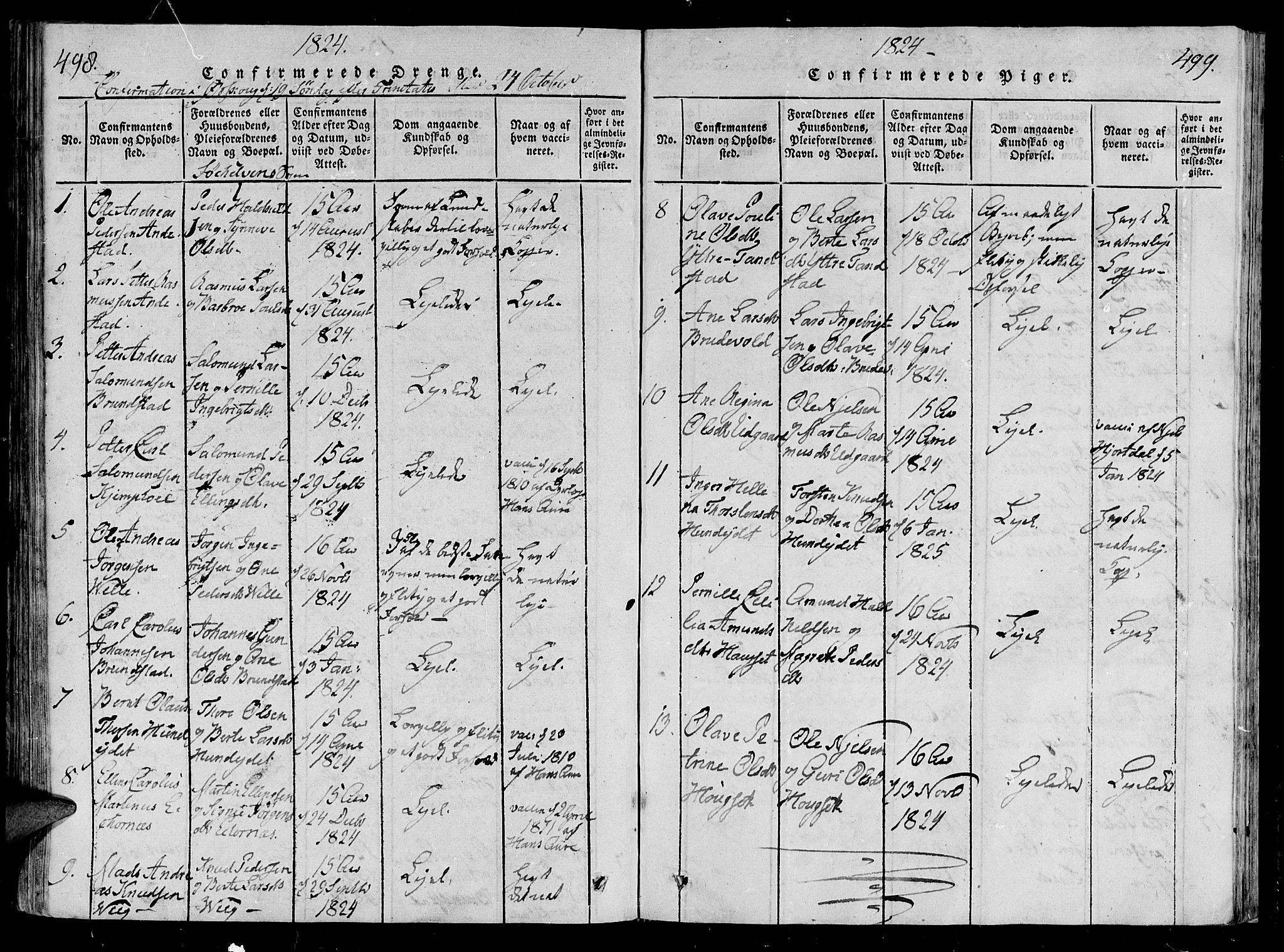 Ministerialprotokoller, klokkerbøker og fødselsregistre - Møre og Romsdal, SAT/A-1454/522/L0310: Parish register (official) no. 522A05, 1816-1832, p. 498-499