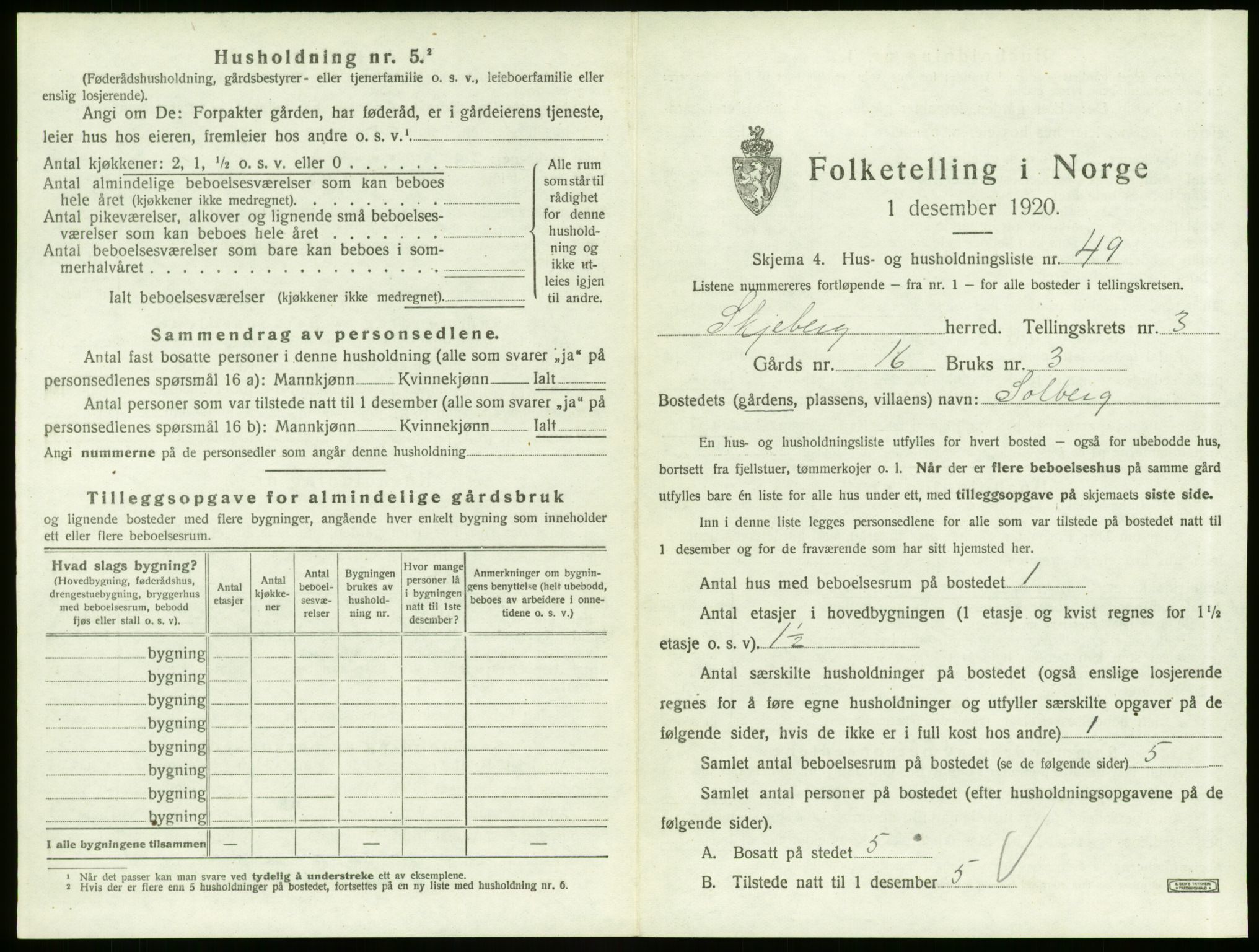 SAO, 1920 census for Skjeberg, 1920, p. 527