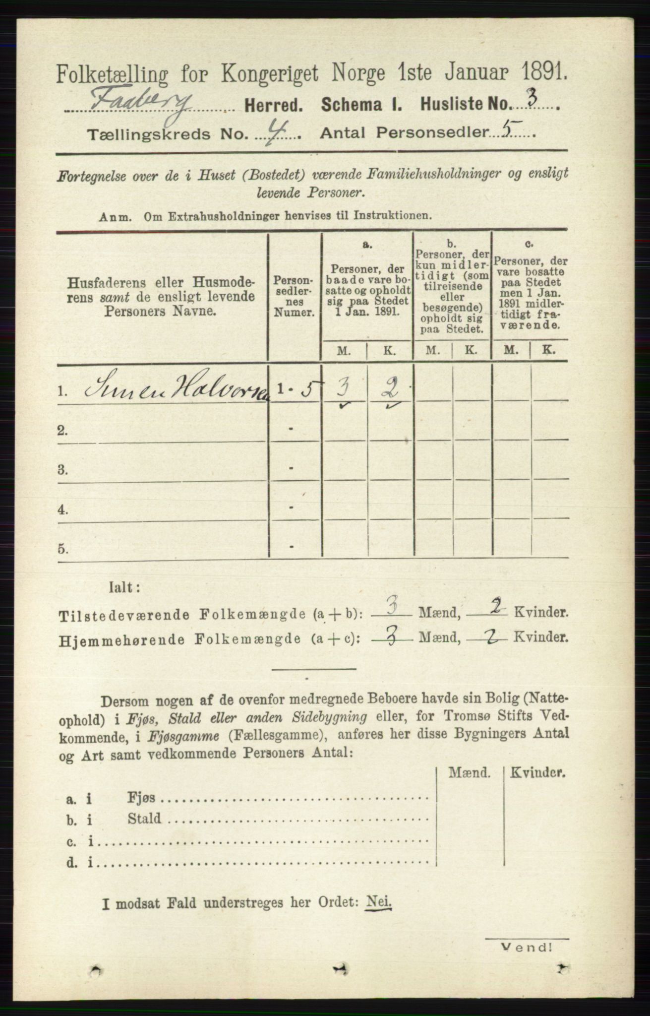 RA, 1891 census for 0524 Fåberg, 1891, p. 1168