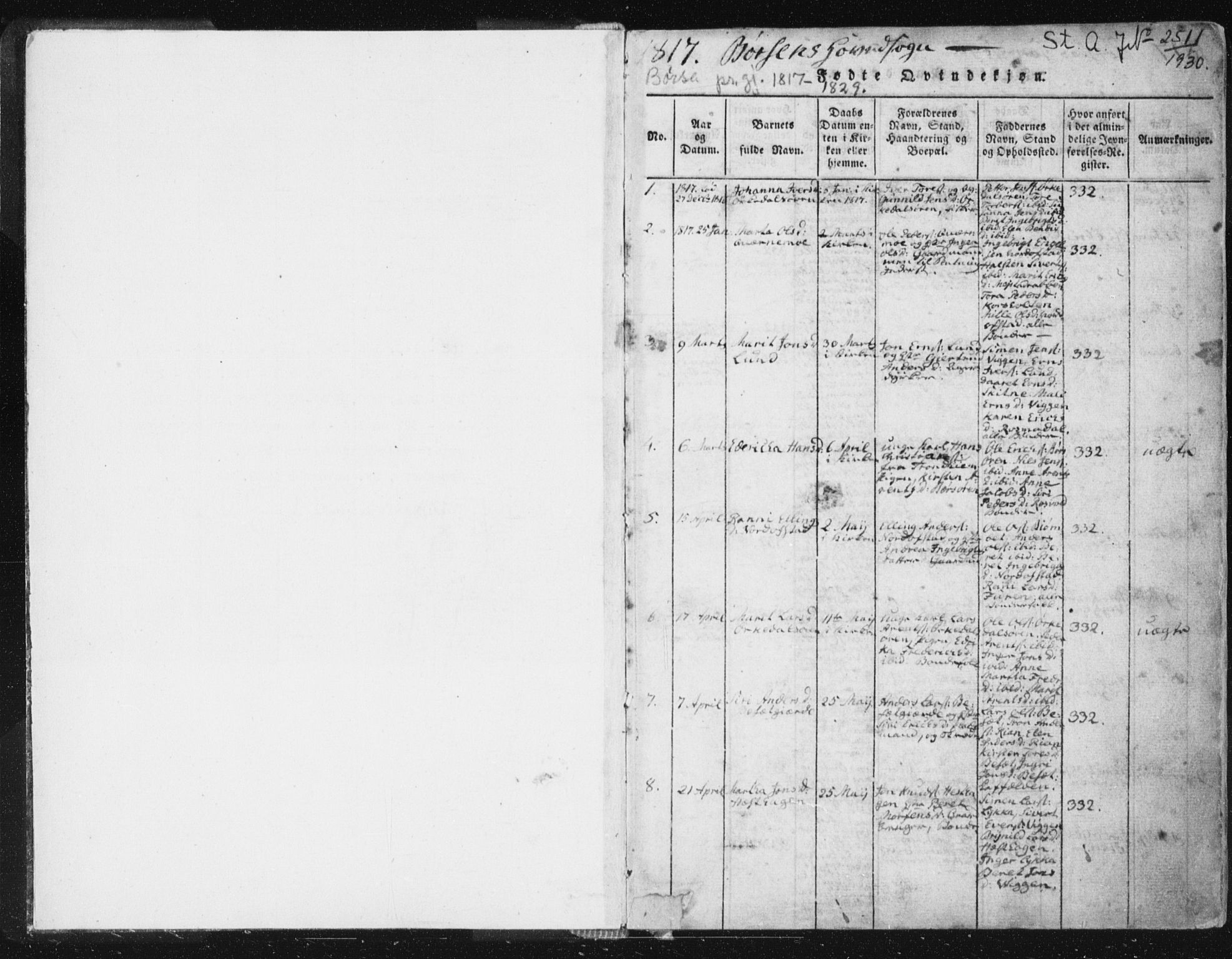 Ministerialprotokoller, klokkerbøker og fødselsregistre - Sør-Trøndelag, SAT/A-1456/665/L0770: Parish register (official) no. 665A05, 1817-1829, p. 1