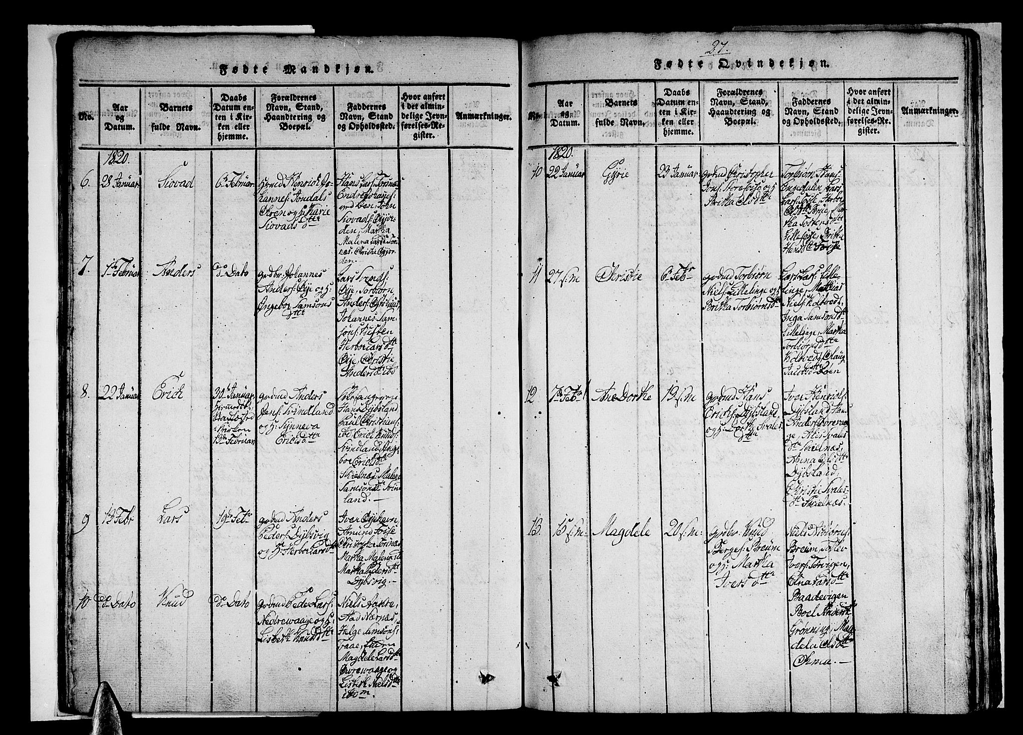 Strandebarm sokneprestembete, SAB/A-78401/H/Haa: Parish register (official) no. A 5, 1816-1826, p. 27