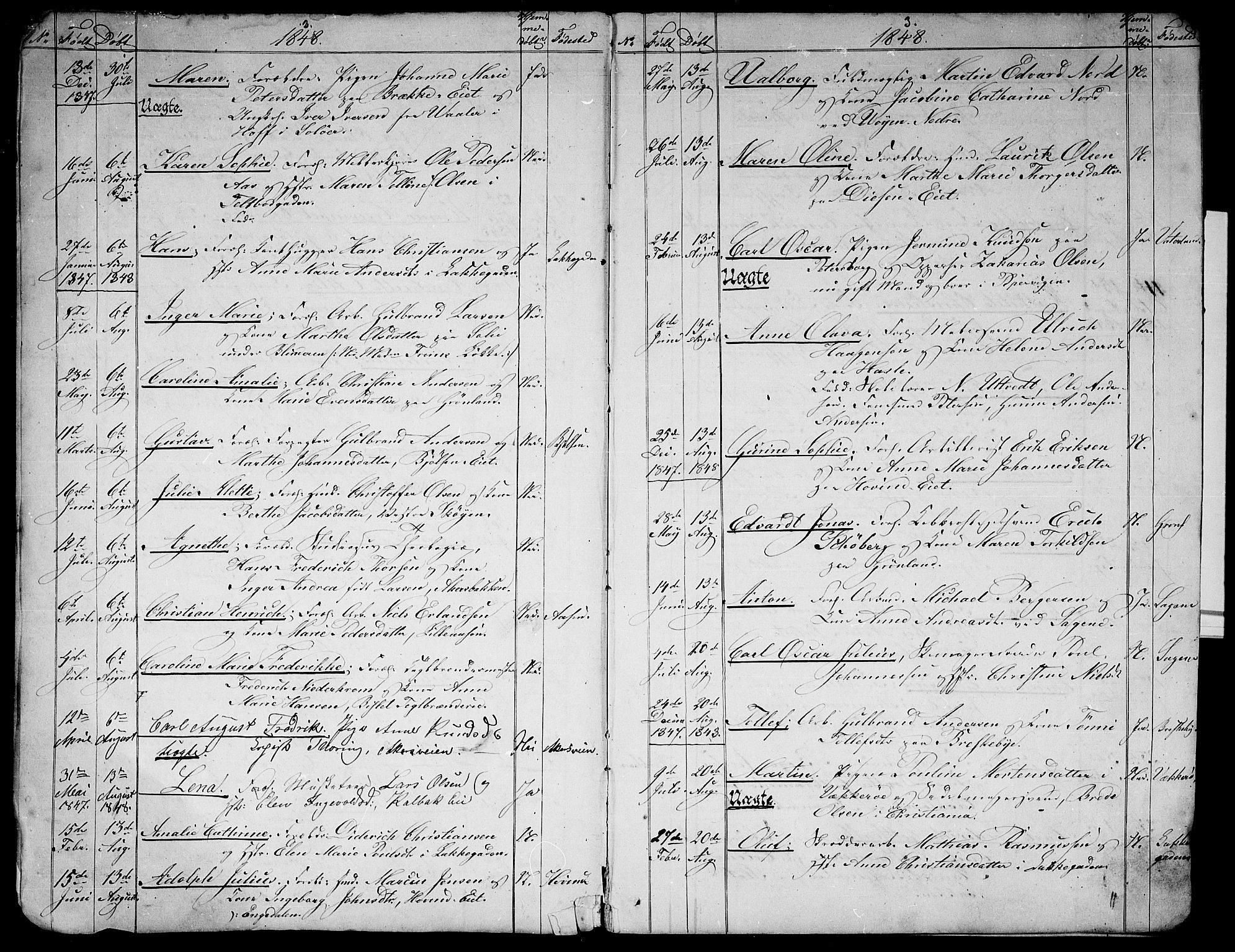 Aker prestekontor kirkebøker, SAO/A-10861/G/L0009: Parish register (copy) no. 9, 1848-1852, p. 2-3