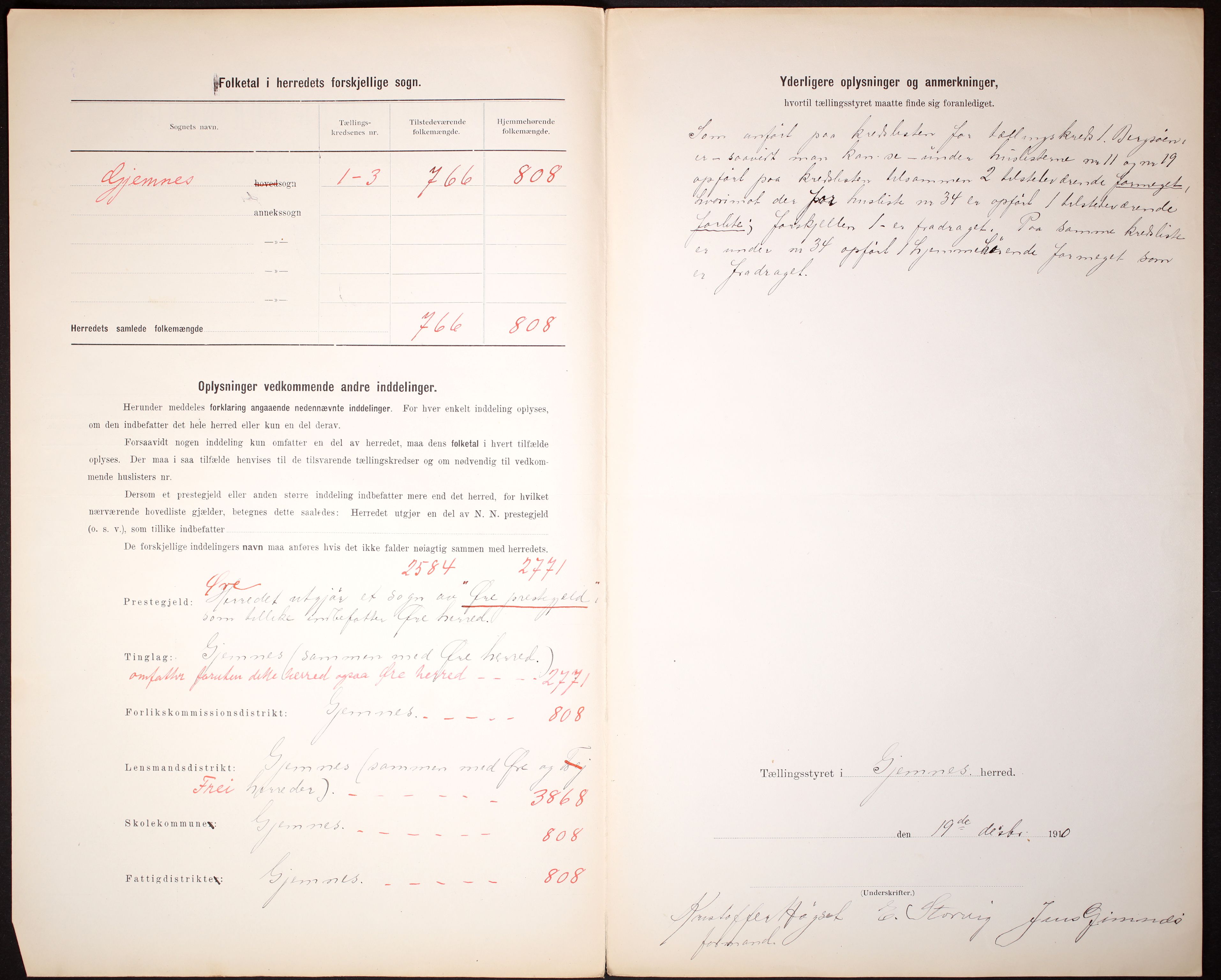 RA, 1910 census for Gjemnes, 1910, p. 3