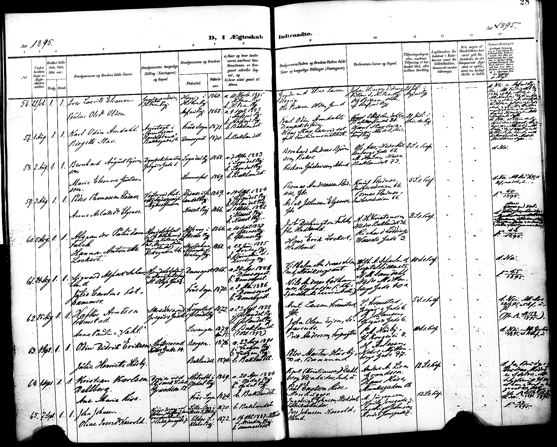 Ministerialprotokoller, klokkerbøker og fødselsregistre - Sør-Trøndelag, AV/SAT-A-1456/604/L0198: Parish register (official) no. 604A19, 1893-1900, p. 28